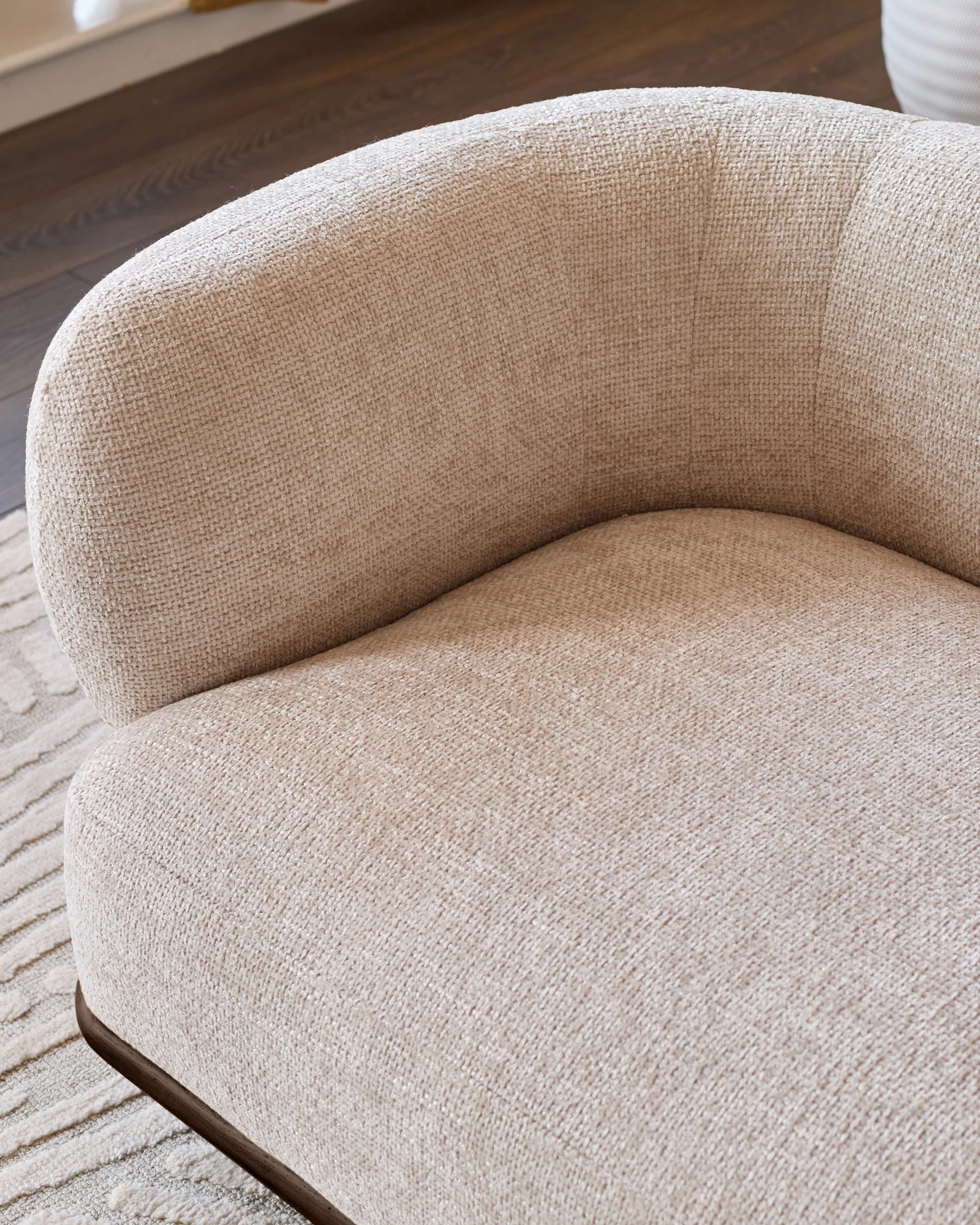 Florence natural fabric with dark wood 2 seater sofa - Image 3