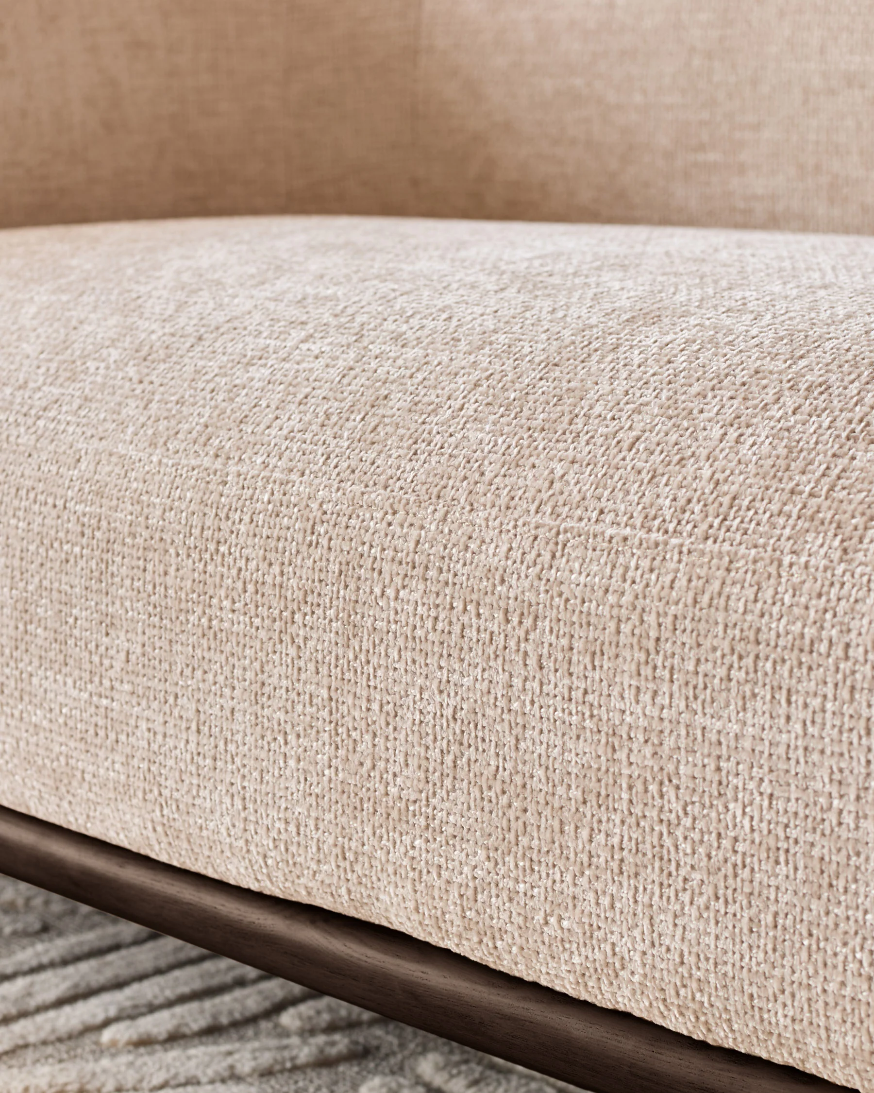 Florence natural fabric with dark wood 2 seater sofa - Image 4