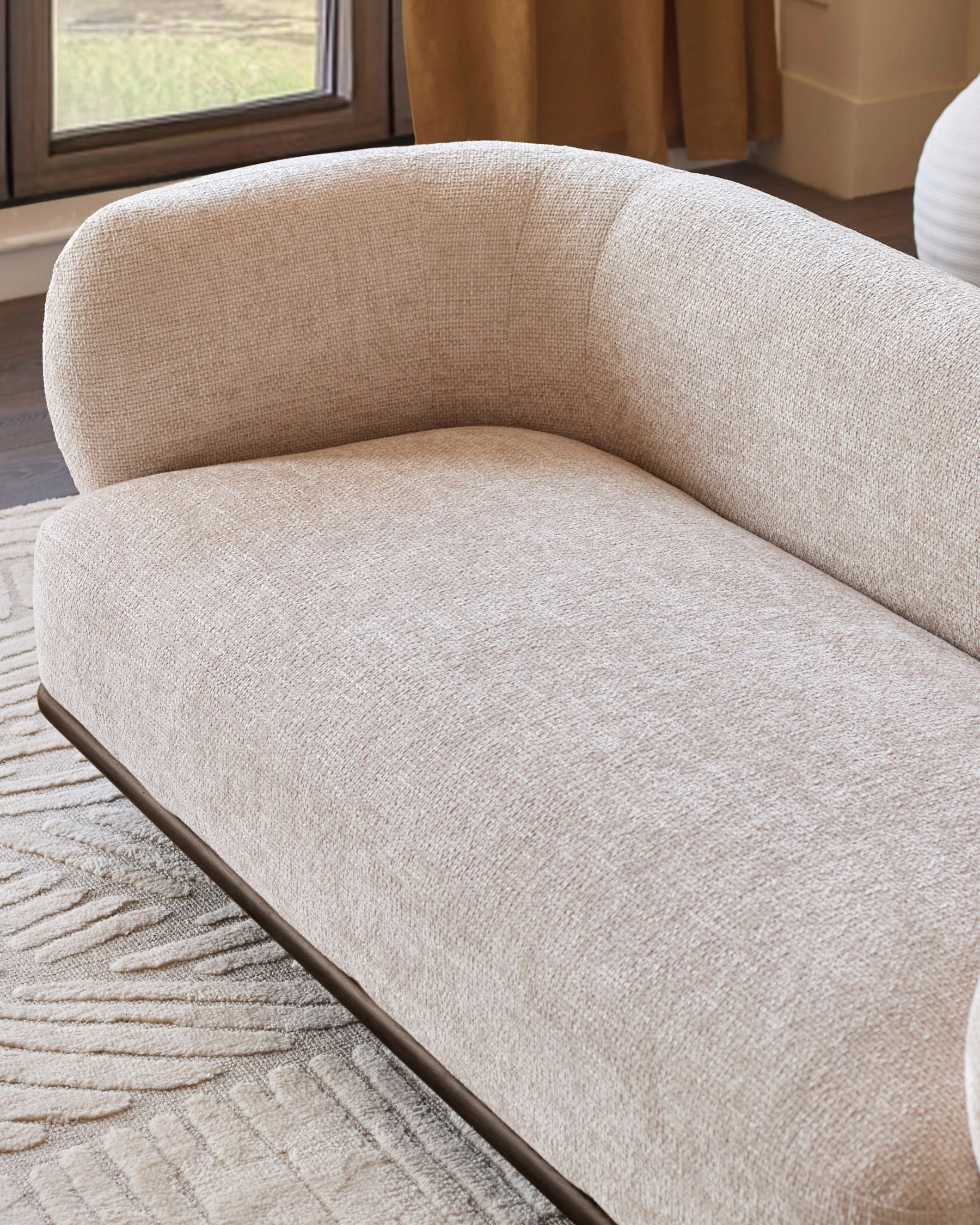 Florence natural fabric with dark wood 2 seater sofa - Image 7