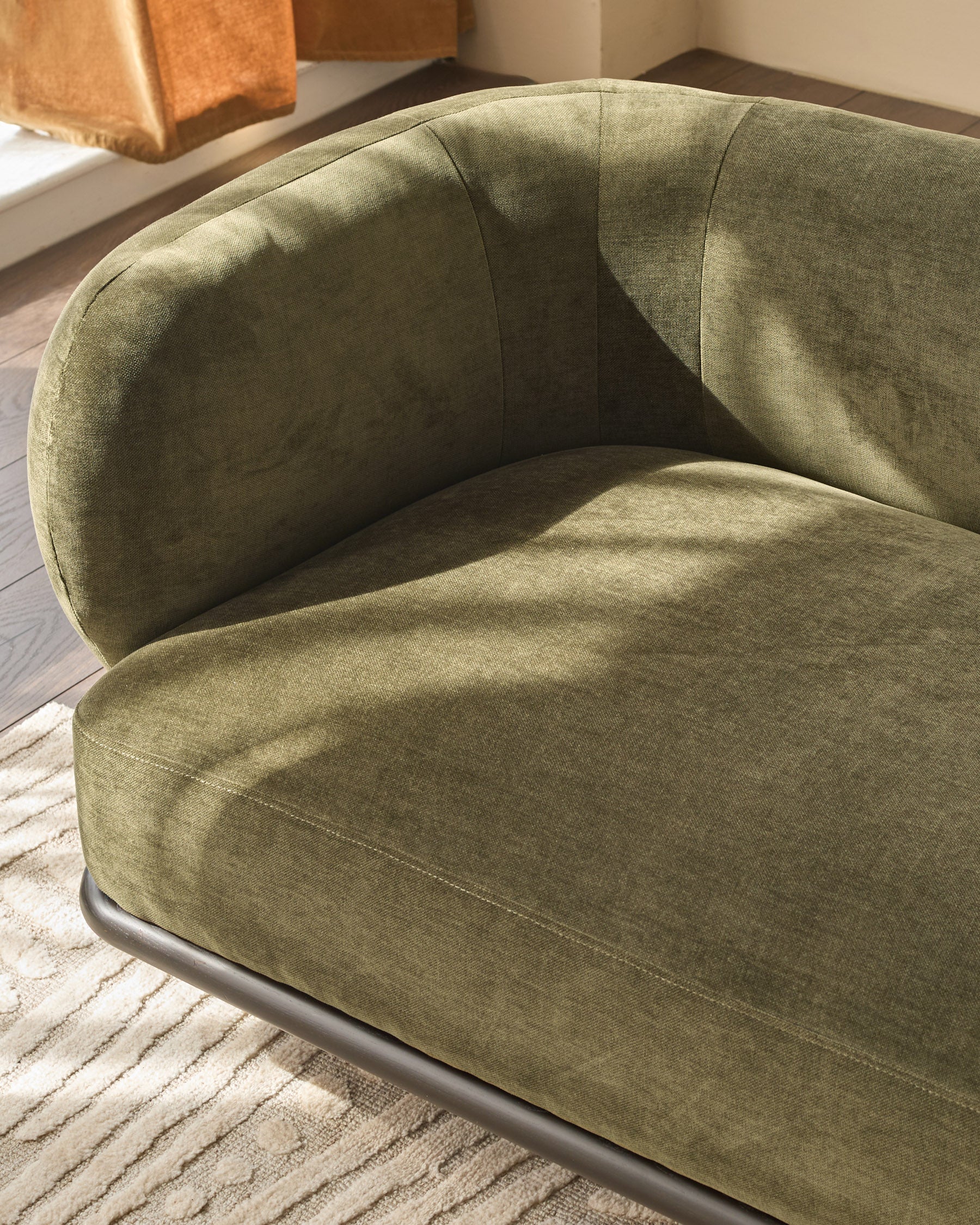 Florence olive green fabric 2 seater sofa - Image 3