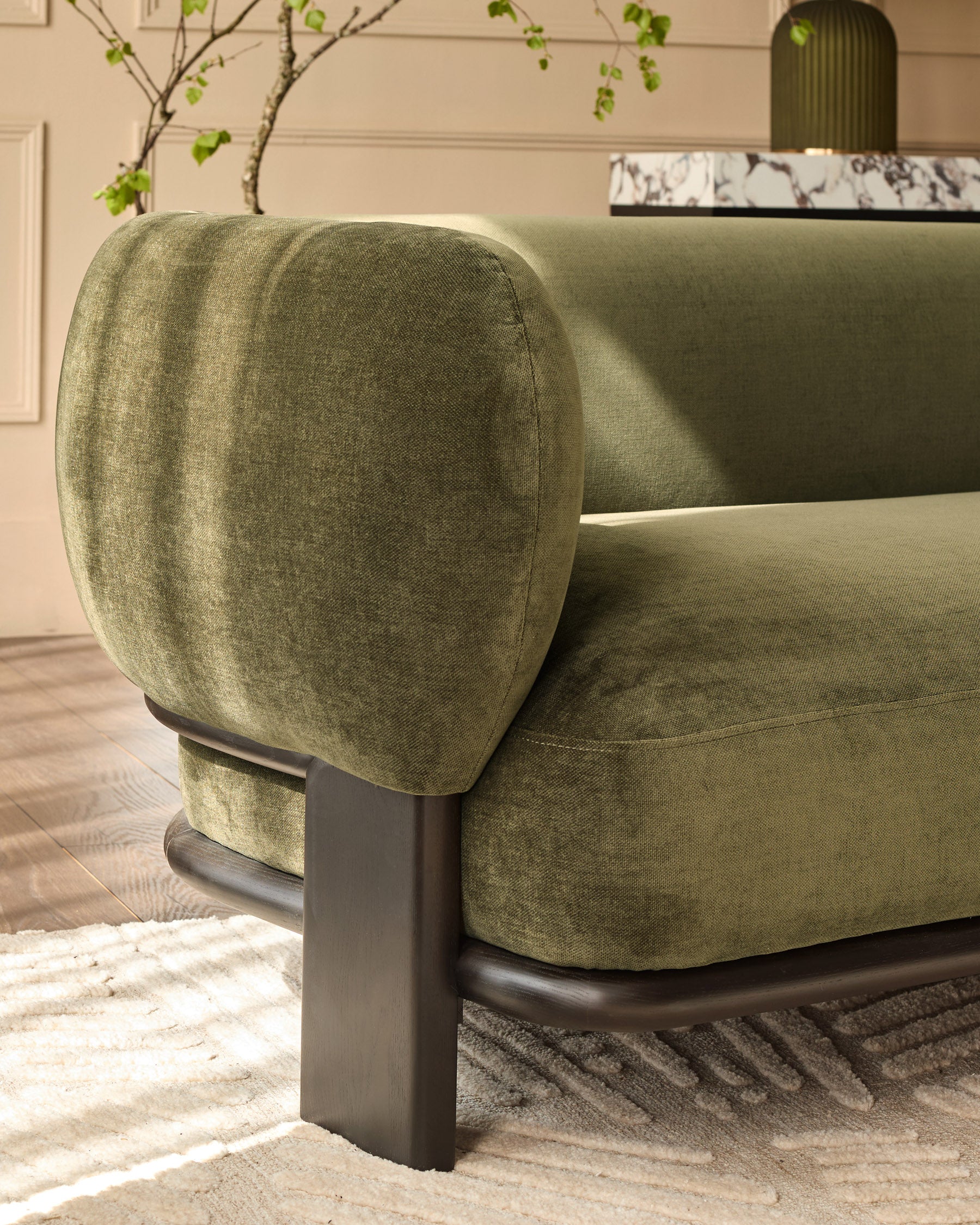 Florence olive green fabric 2 seater sofa - Image 7