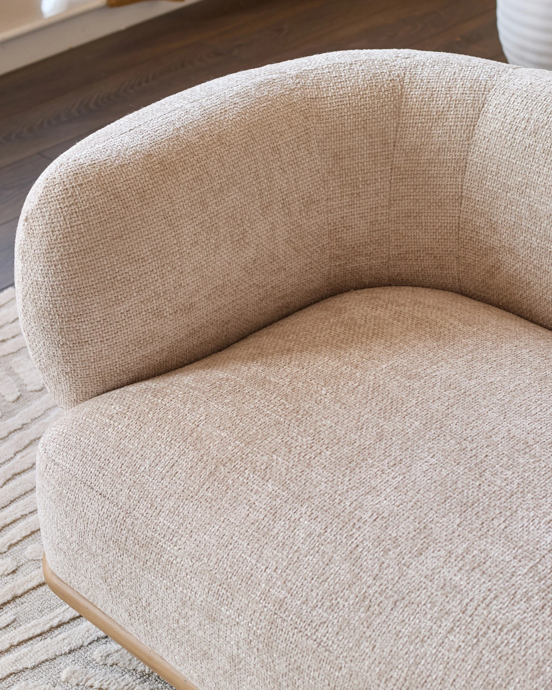 Florence natural fabric with light wood 2 seater sofa - Image 3