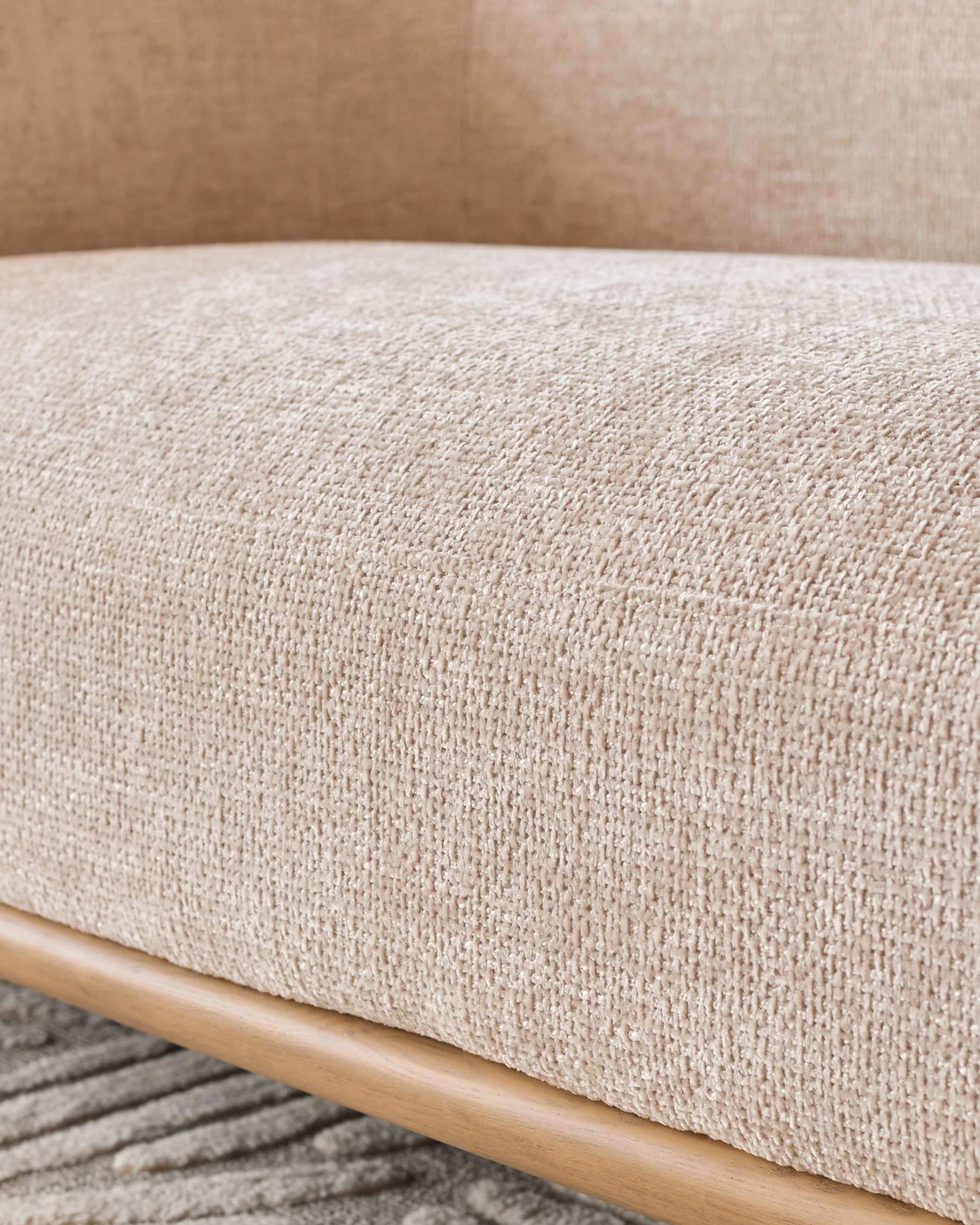 Florence natural fabric with light wood 2 seater sofa - Image 5