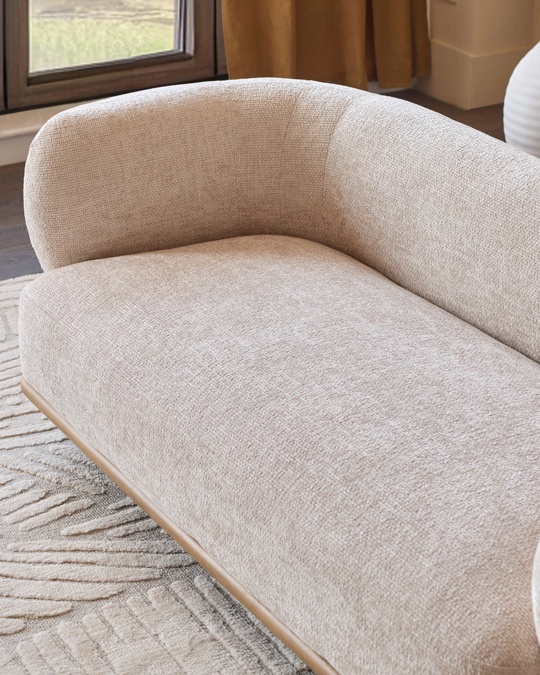 Florence natural fabric with light wood 2 seater sofa - Image 8