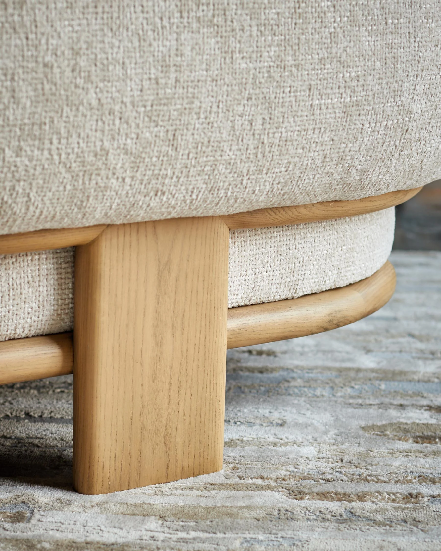 Florence natural fabric with light wood 3 seater sofa - Image 7