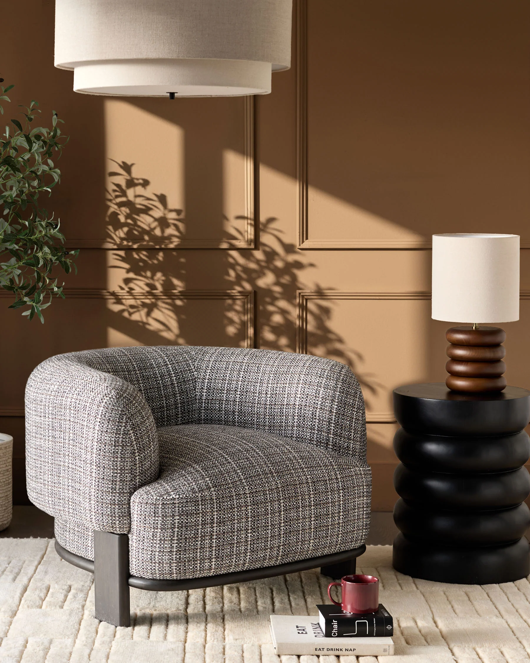 Florence dark chocolate fabric dark wood armchair
