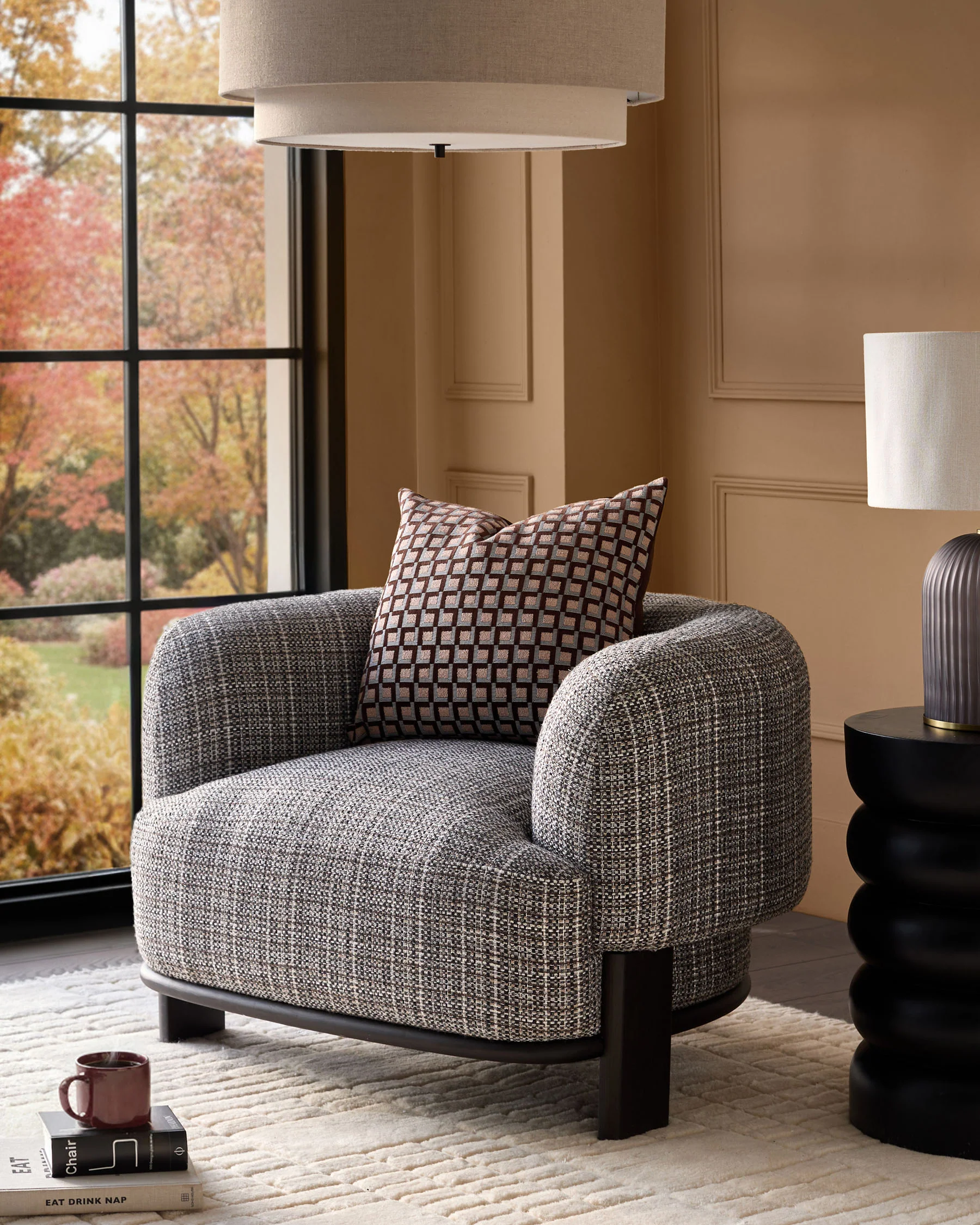 Florence dark chocolate fabric dark wood armchair - Image 2