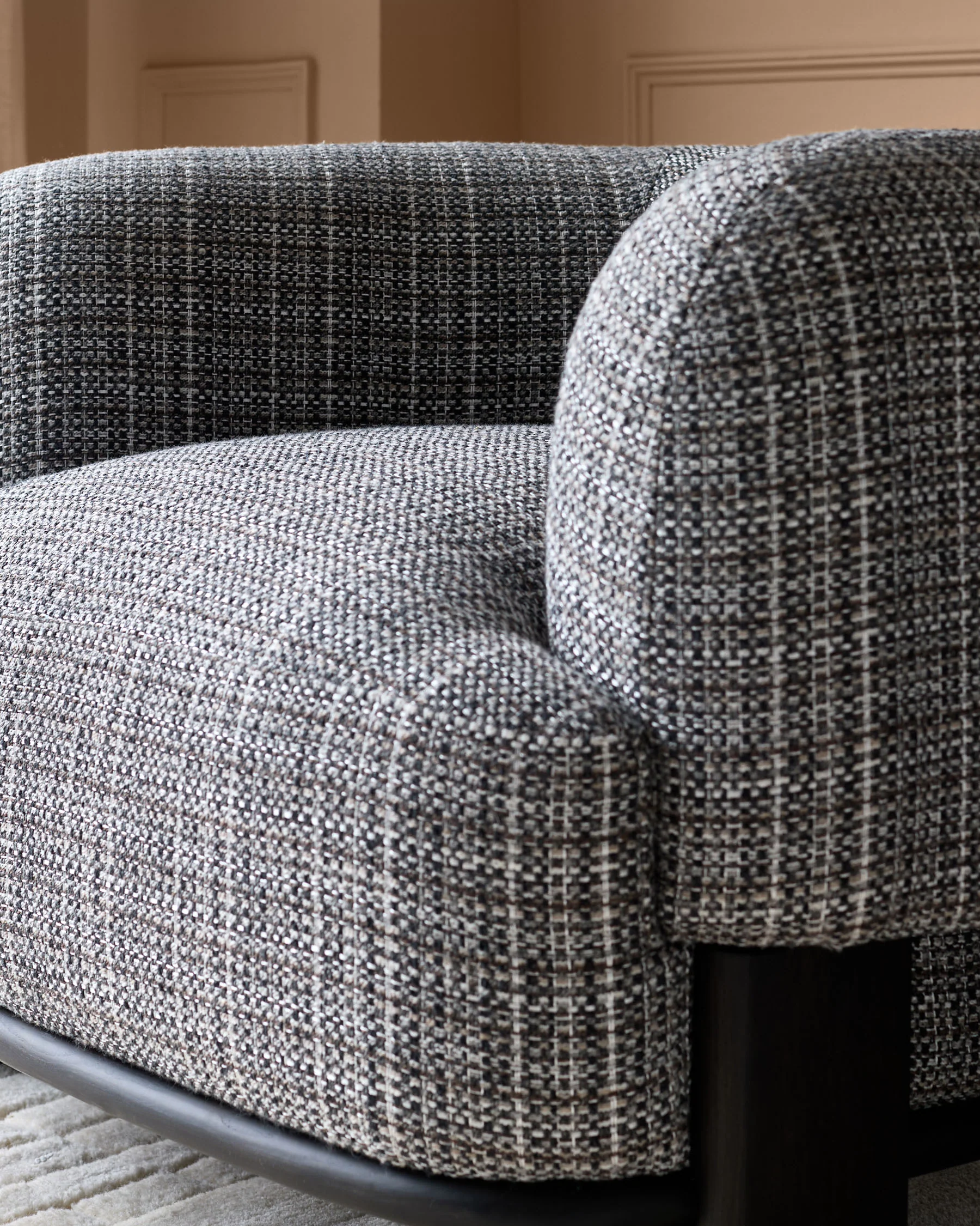 Florence dark chocolate fabric dark wood armchair - Image 4
