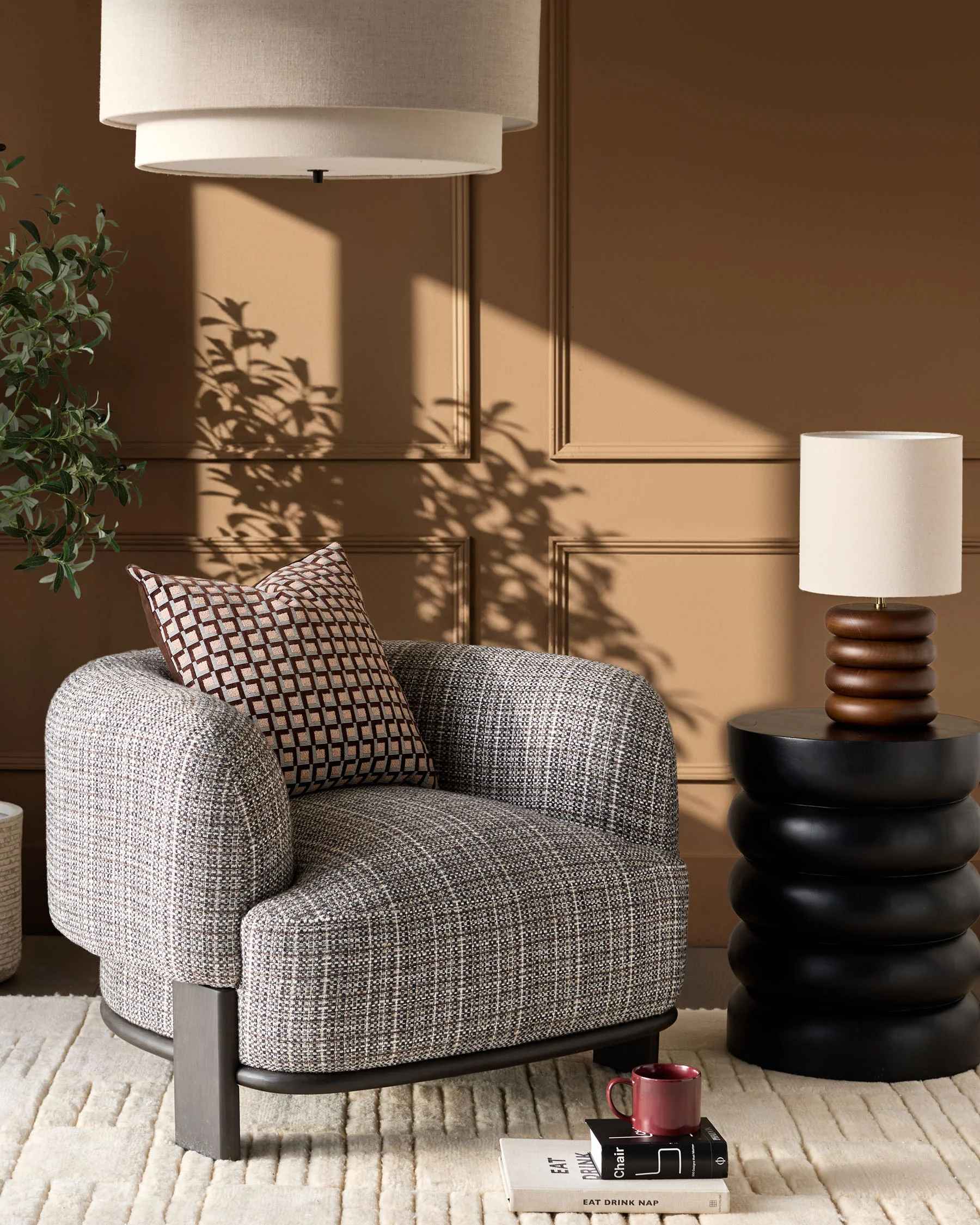 Florence dark chocolate fabric dark wood armchair - Image 5
