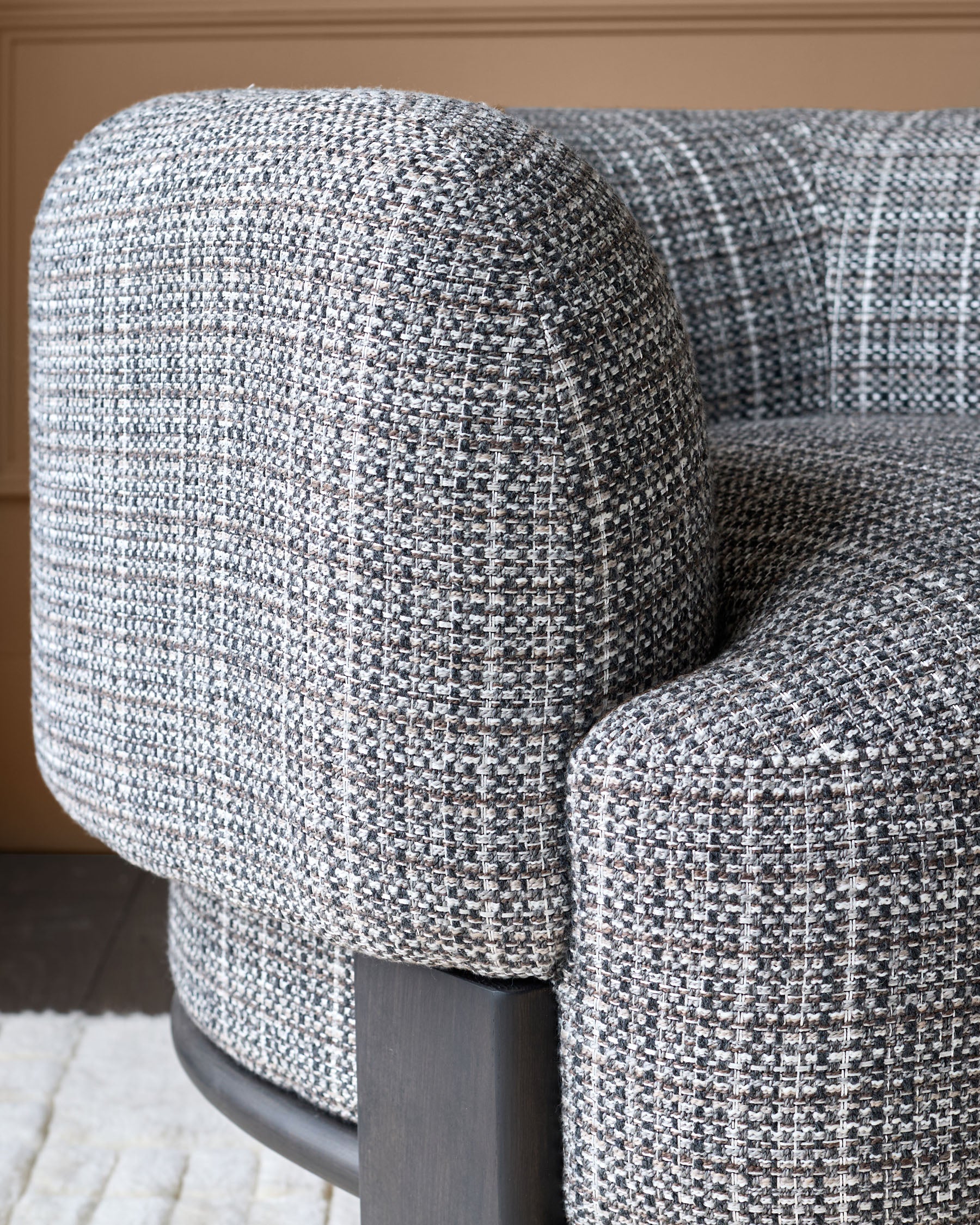 Florence dark chocolate fabric dark wood armchair - Image 6