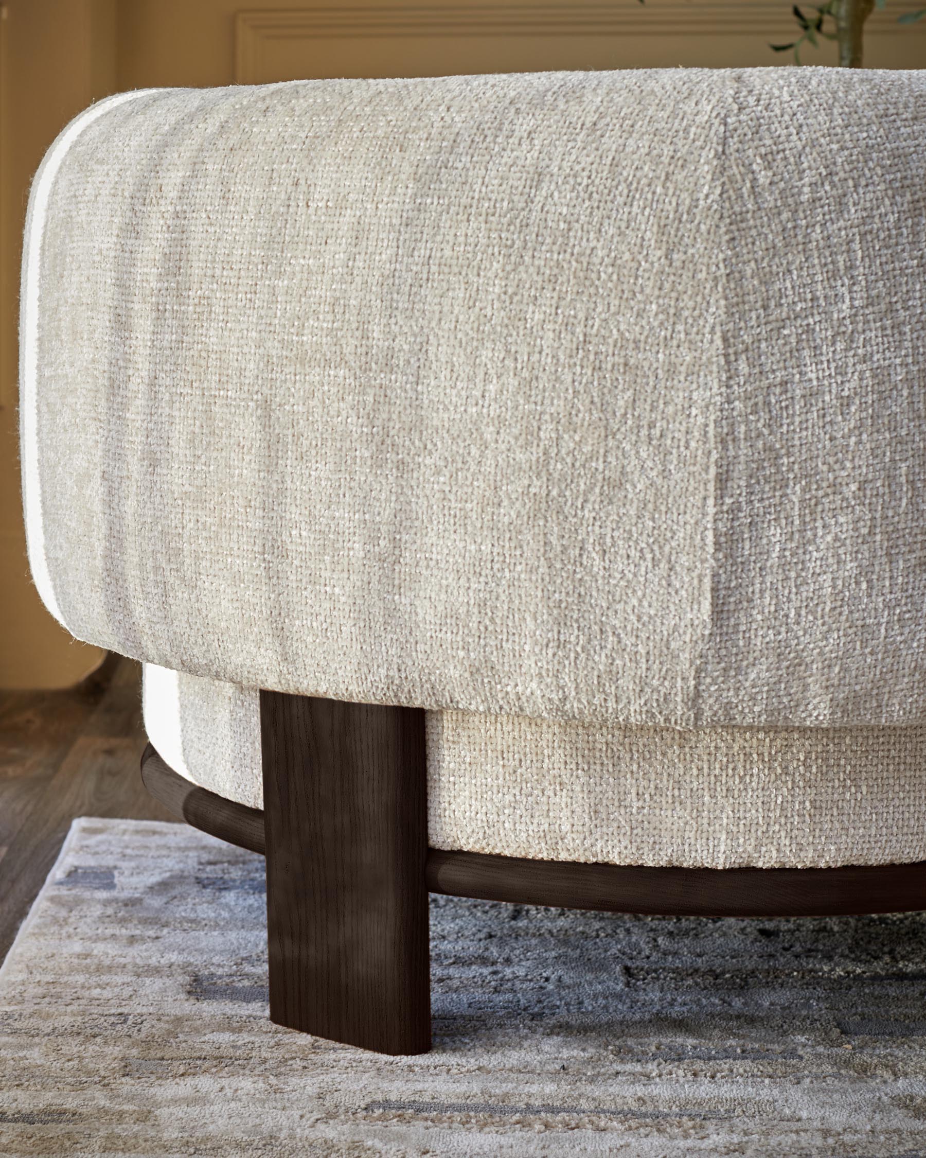 Florence natural fabric with dark wood armchair - Image 6