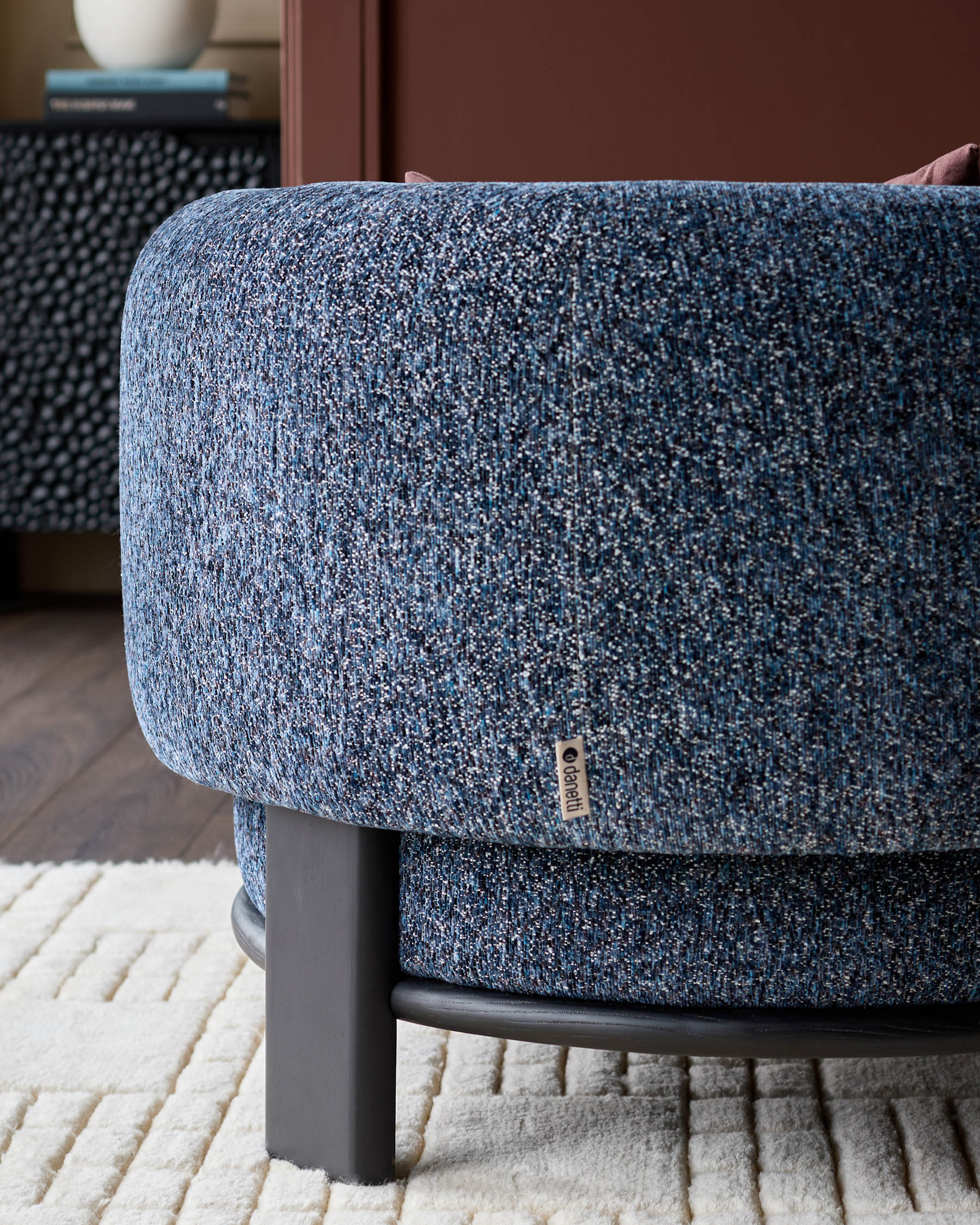 Florence navy mosaic chenille armchair - Image 2