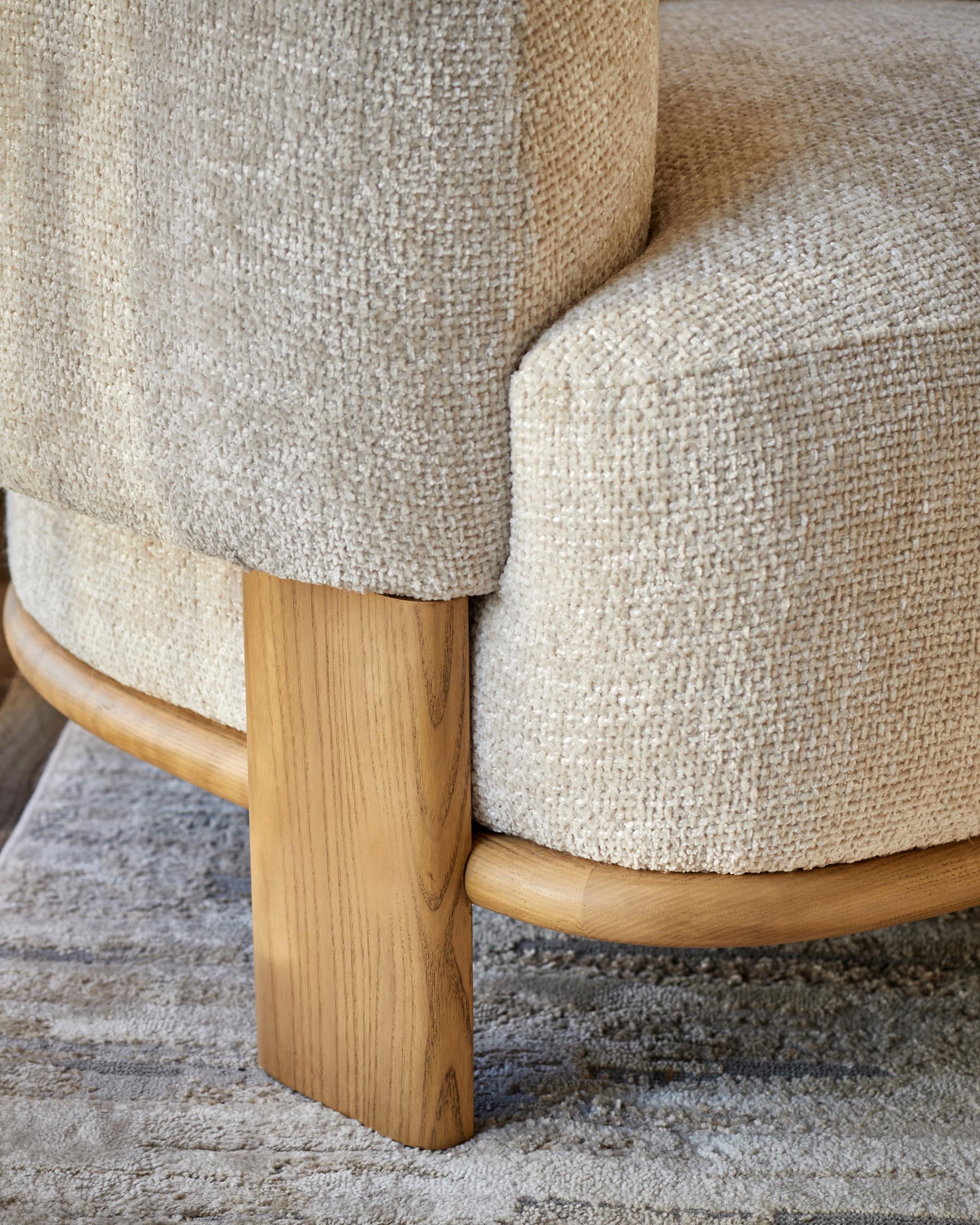 Florence natural fabric with light wood armchair - Image 4