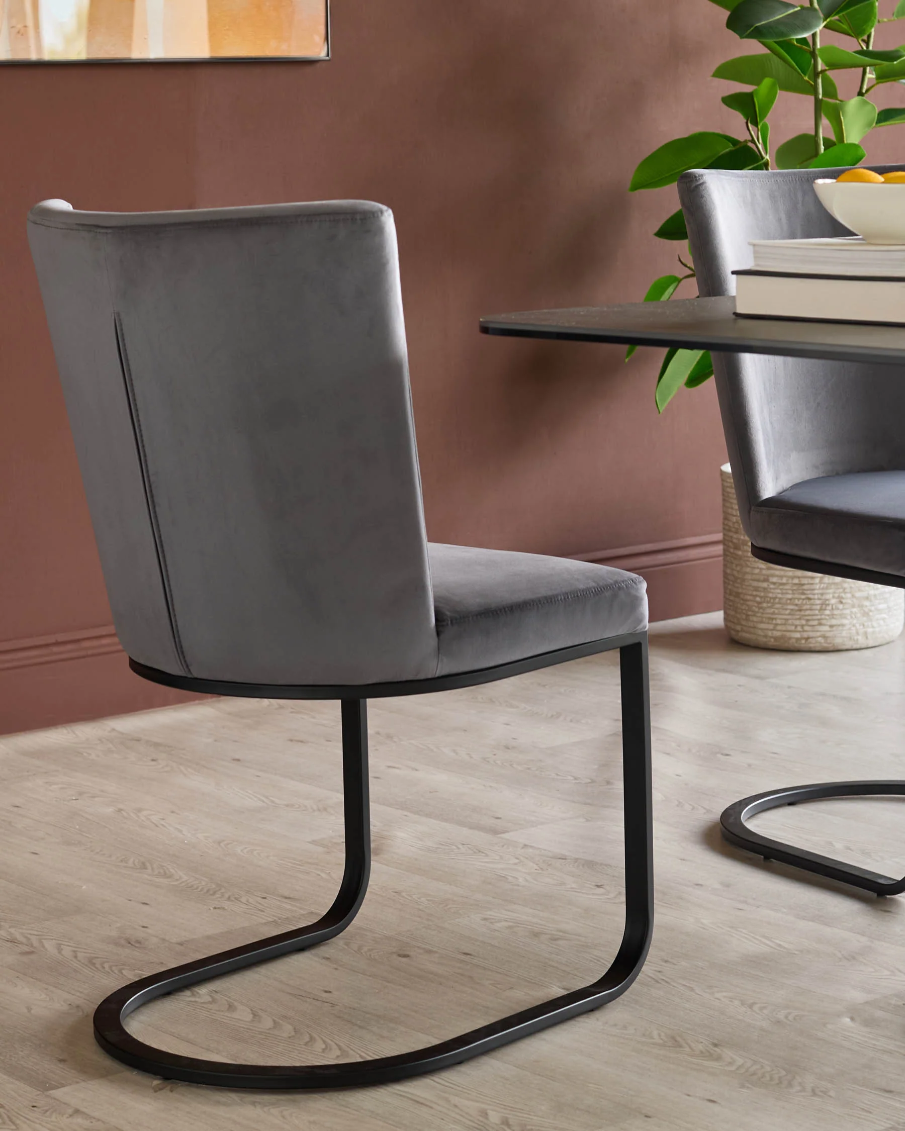 Form Dark Grey Velvet Dining Chair - Image 3
