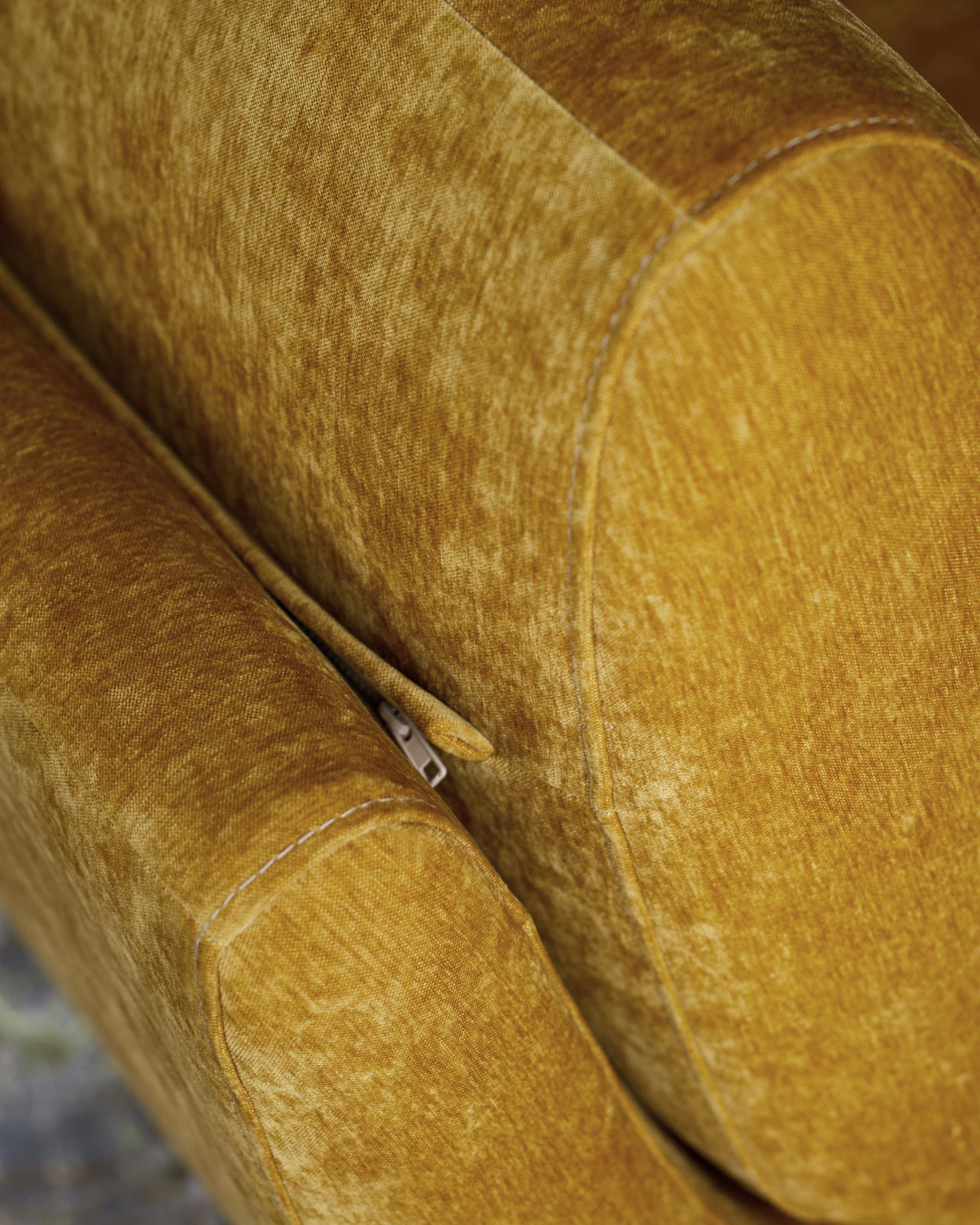 Frances ochre fabric swivel accent chair - Image 3