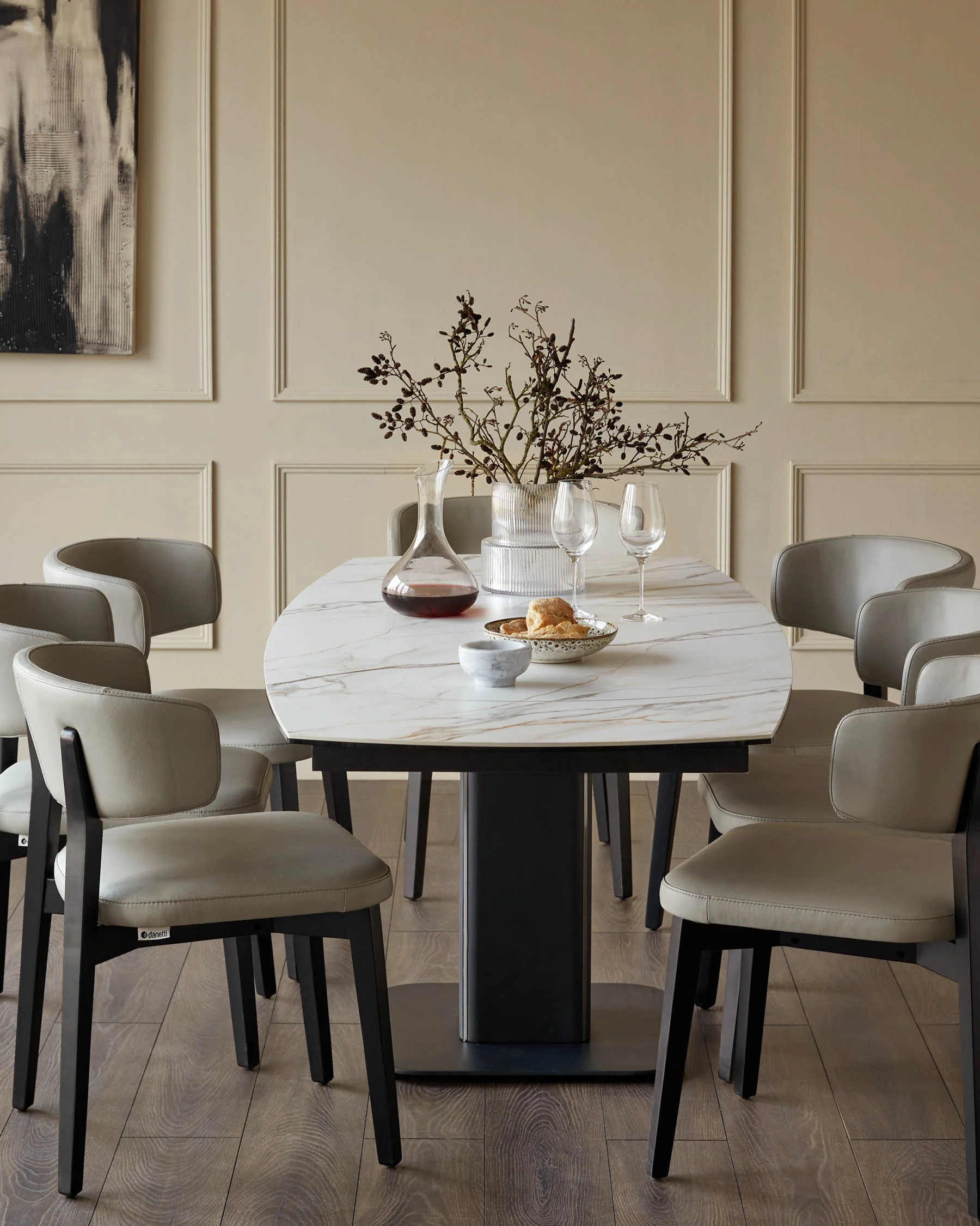 Fraser natural ceramic extending 4-6 seater dining table - Image 5