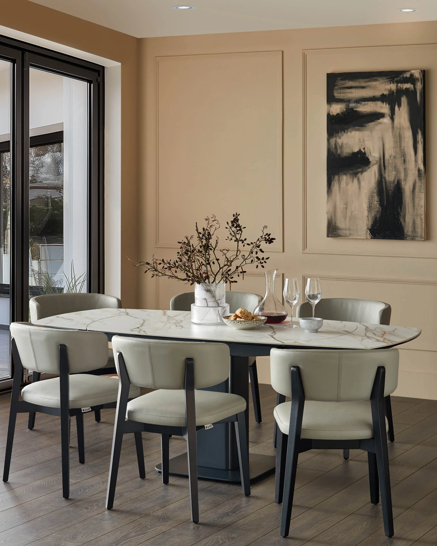 Fraser natural ceramic extending 4-6 seater dining table - Image 6