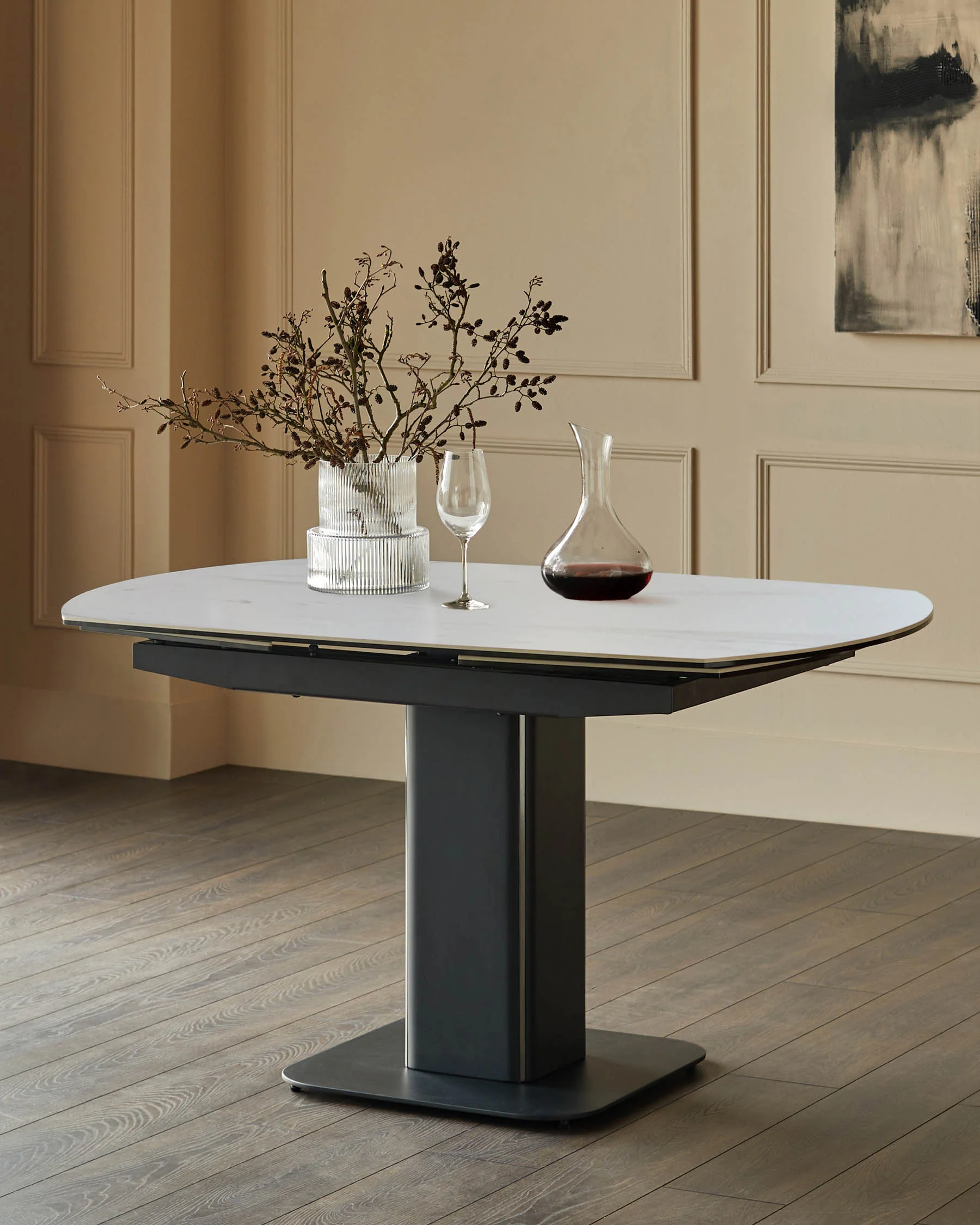 Fraser white ceramic 4-6 seater extending dining table - Image 2