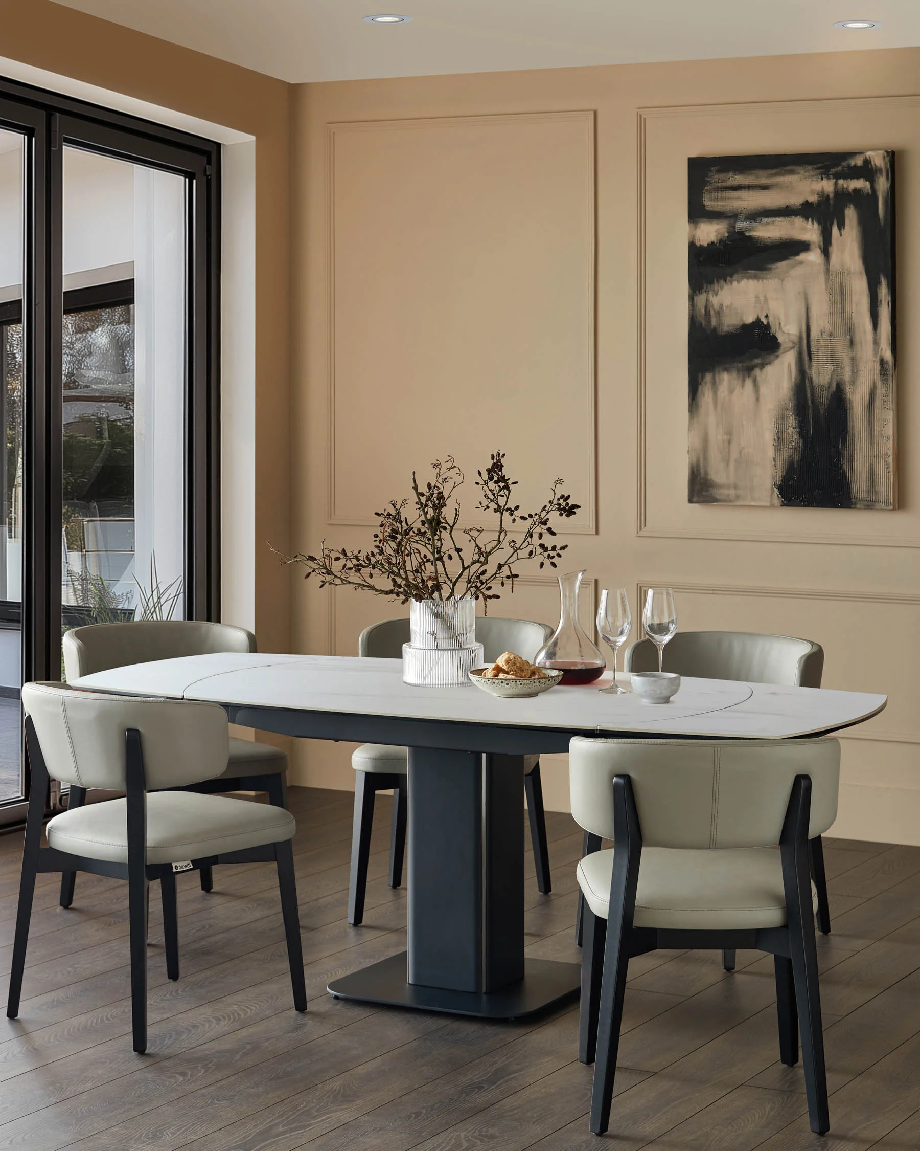 Fraser white ceramic 4-6 seater extending dining table - Image 3