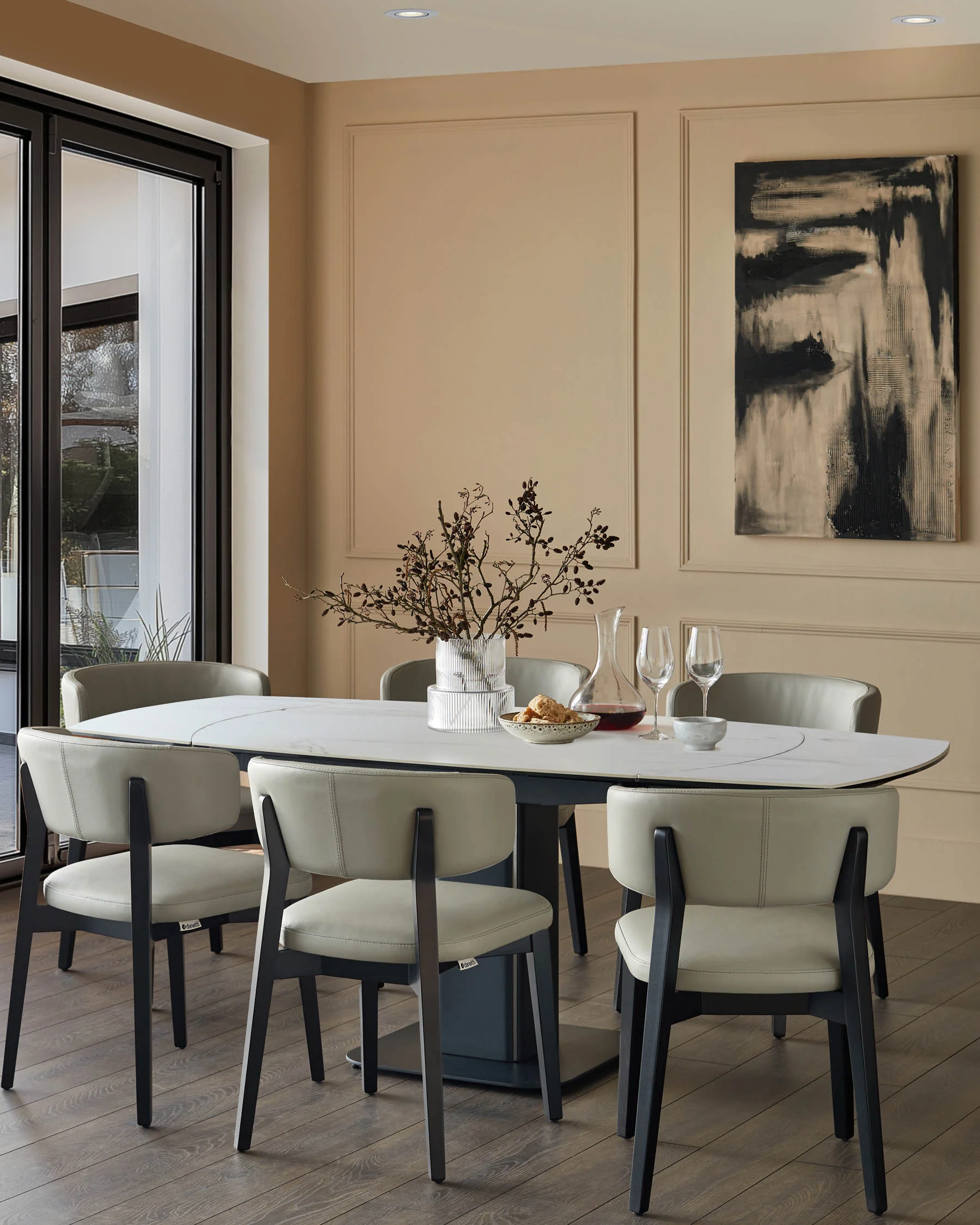 Fraser white ceramic 4-6 seater extending dining table - Image 7