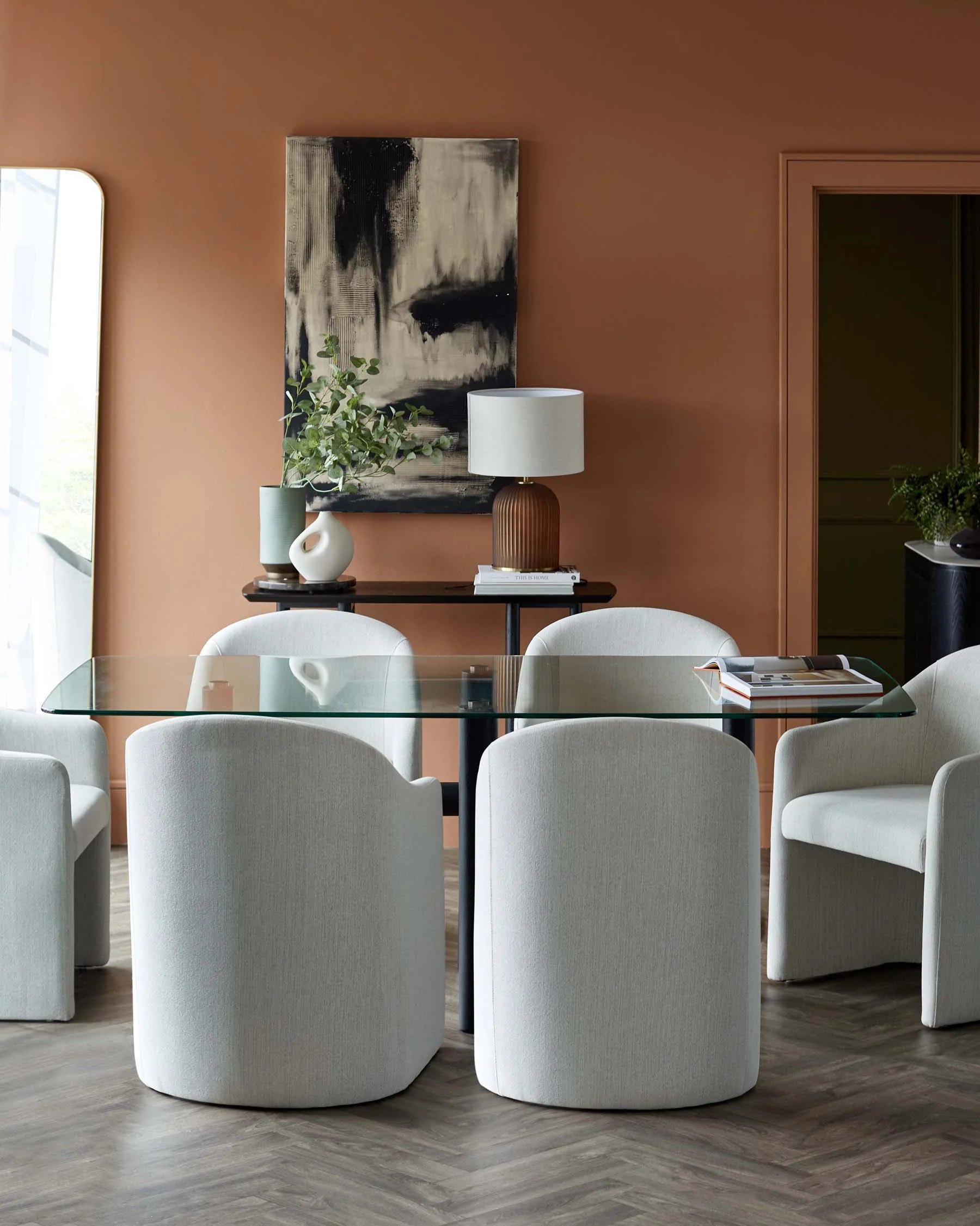 Freya ivory dual tone fabric dining chair - Image 3