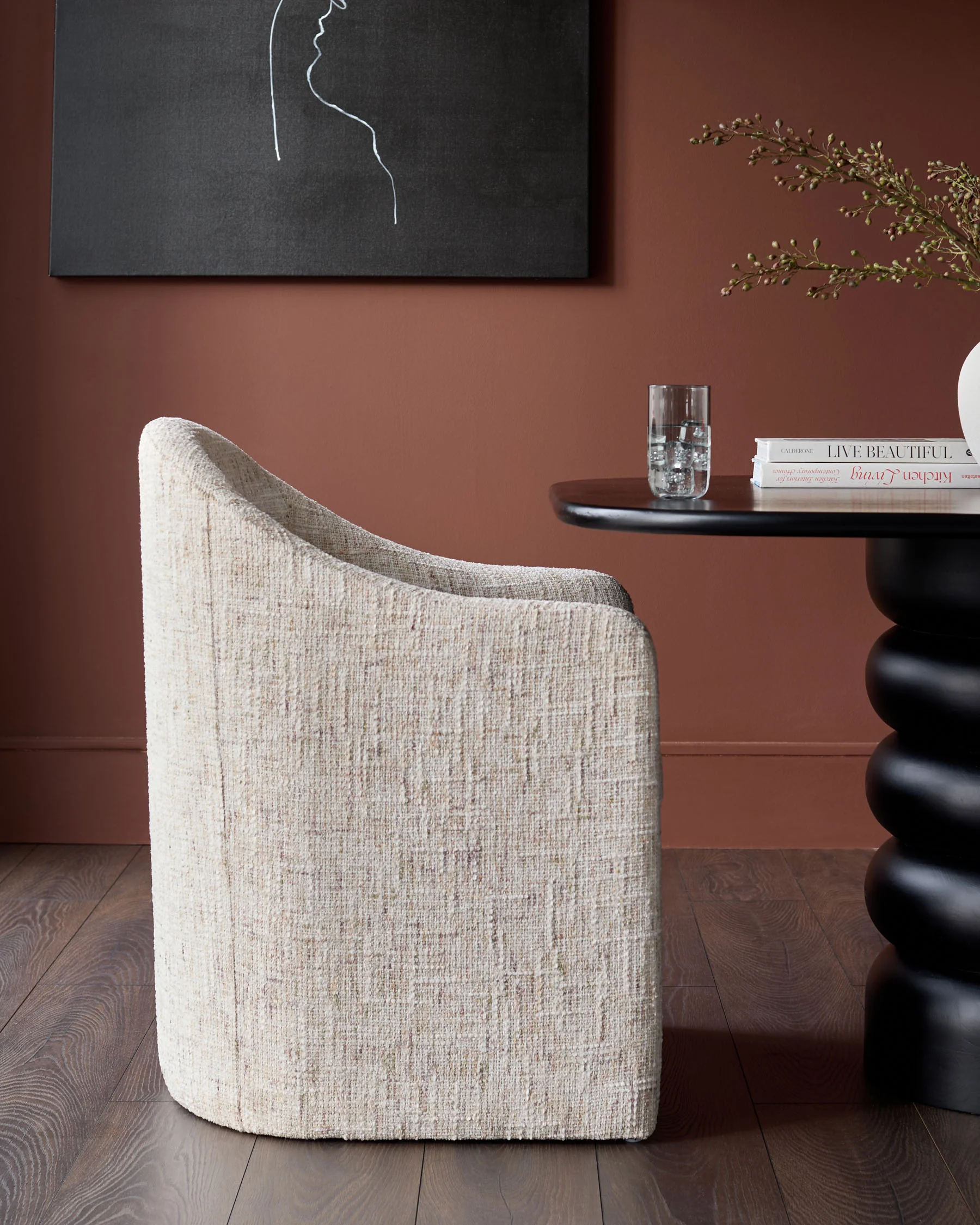 Freya natural chenille dining chair - Image 3