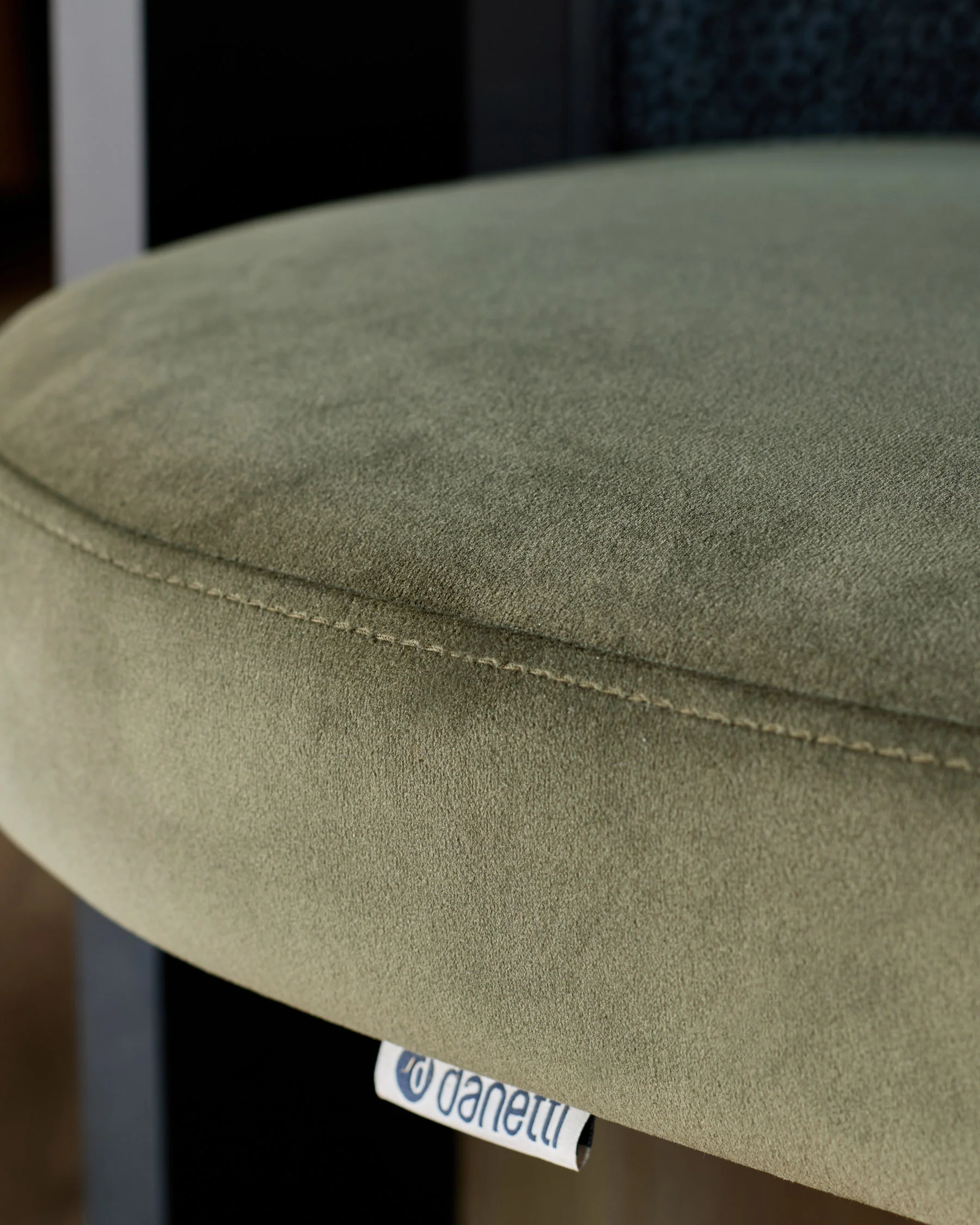 Garcia olive green velvet black wood dining chair - Image 7