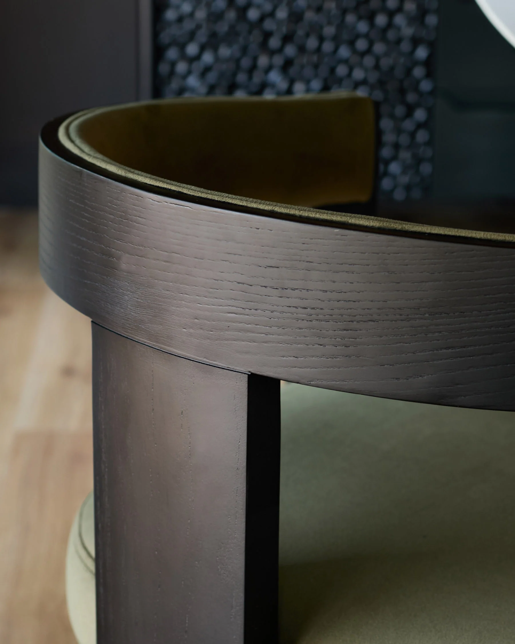 Garcia olive green velvet black wood dining chair - Image 8