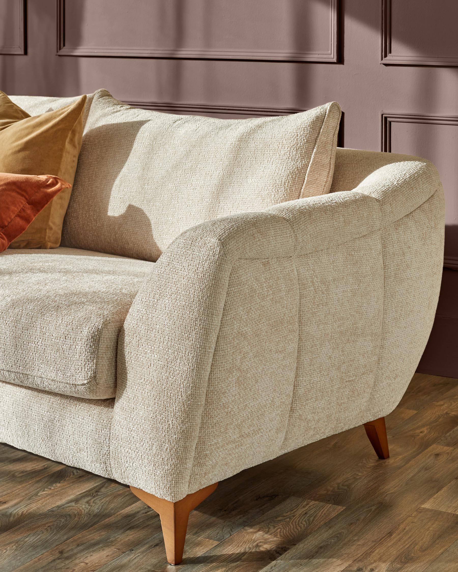 Genevieve natural weave 3 seater sofa with wooden leg - Image 3
