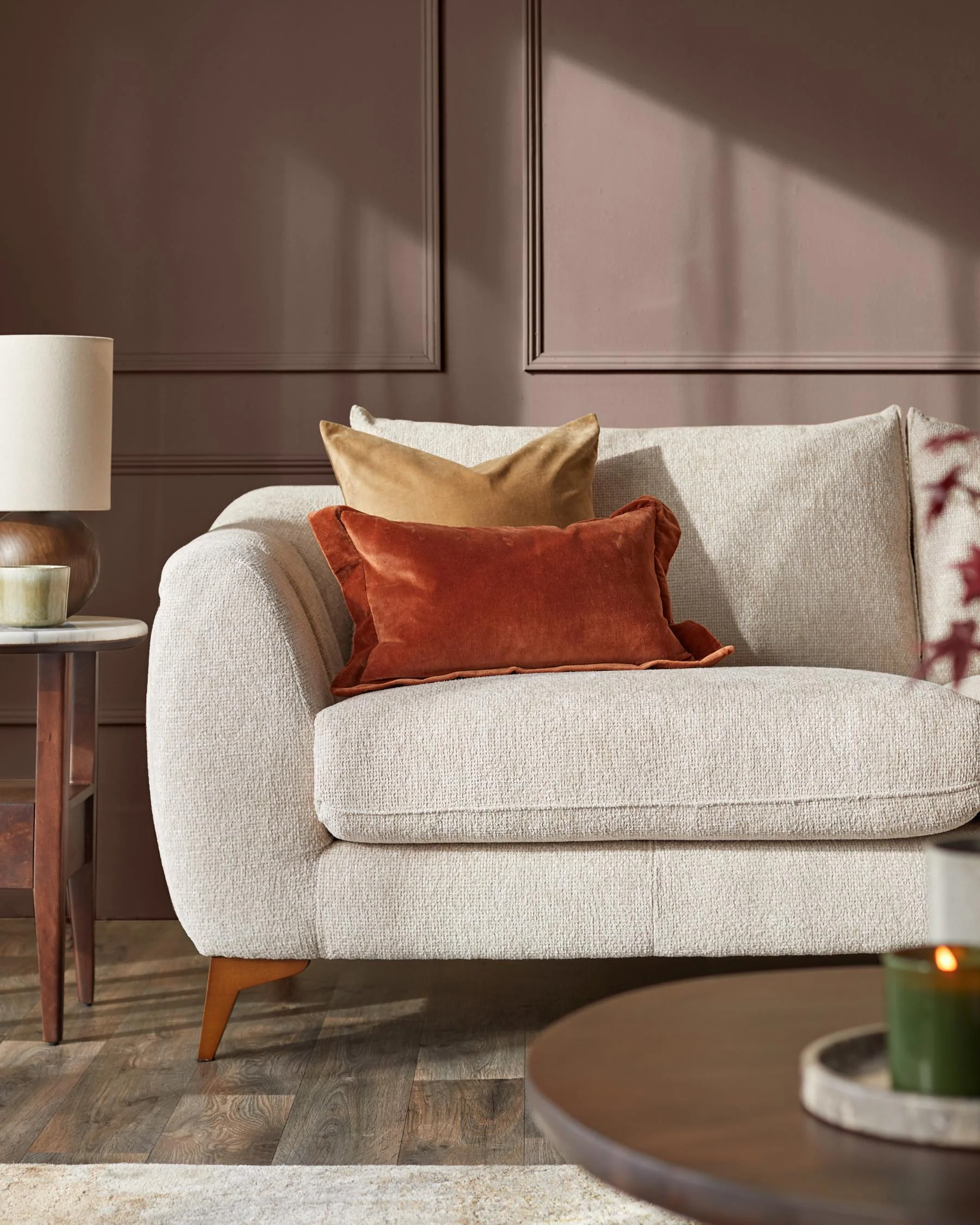 Genevieve natural weave 3 seater sofa with wooden leg - Image 5