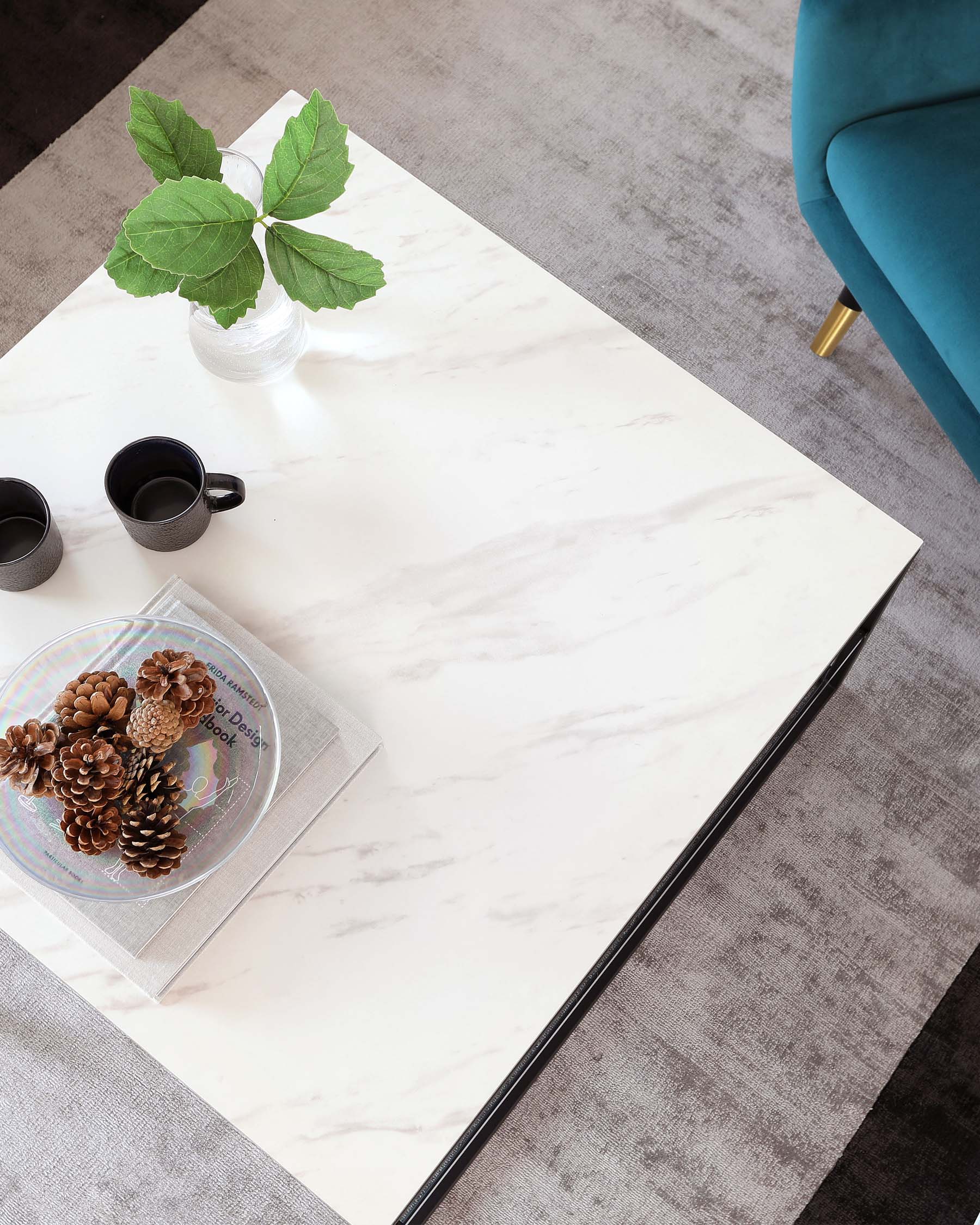 Georgia White Marbled Ceramic Coffee Table - Image 5