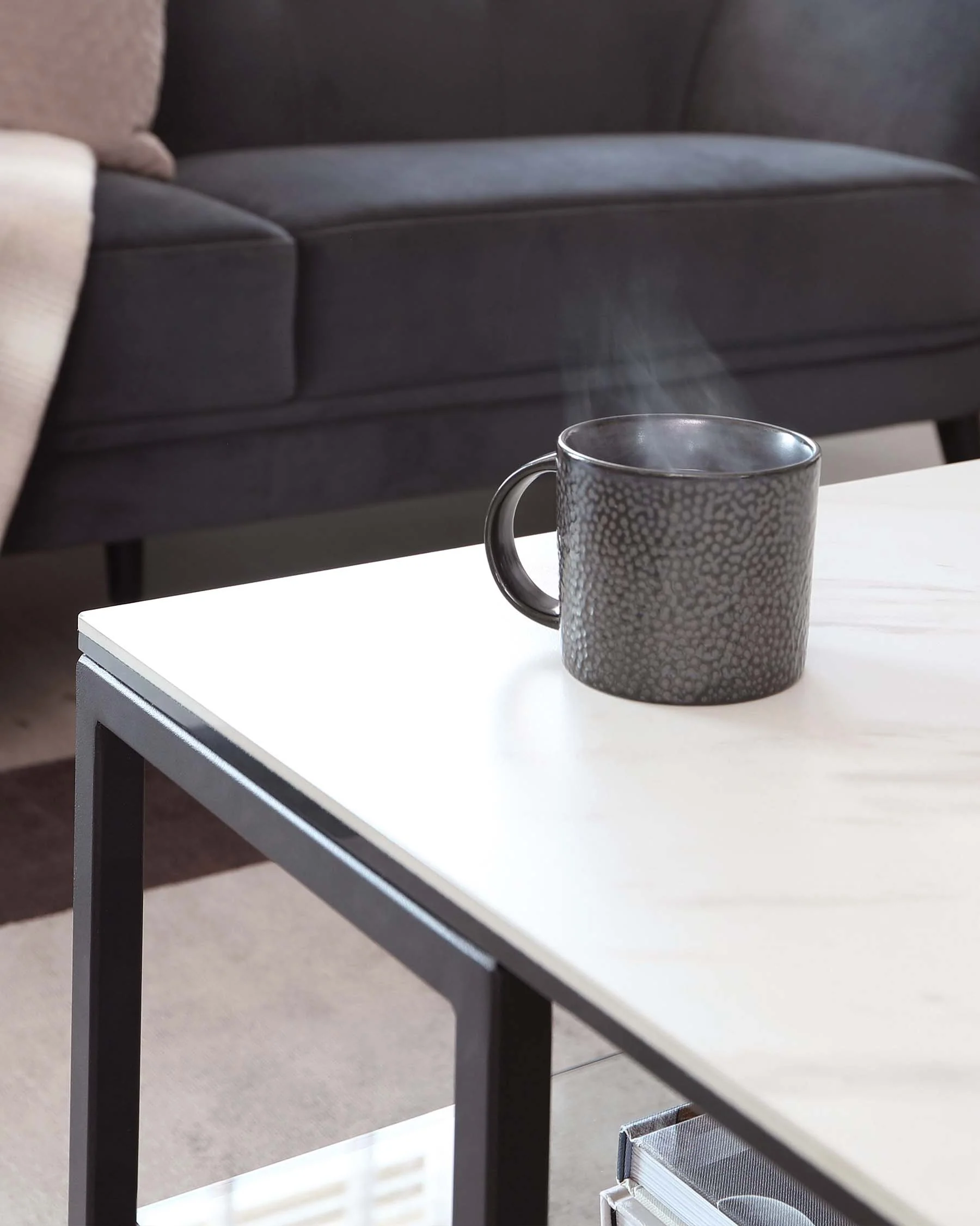 Georgia White Marbled Ceramic Coffee Table - Image 6