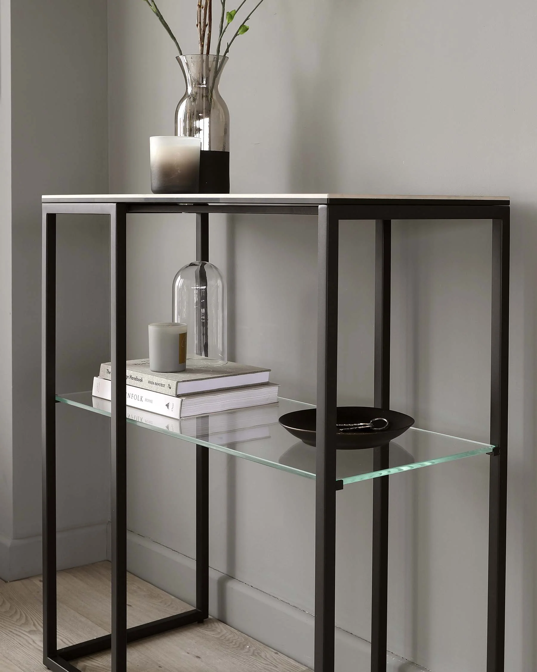 Georgia White Marbled Ceramic Small Console - Image 6