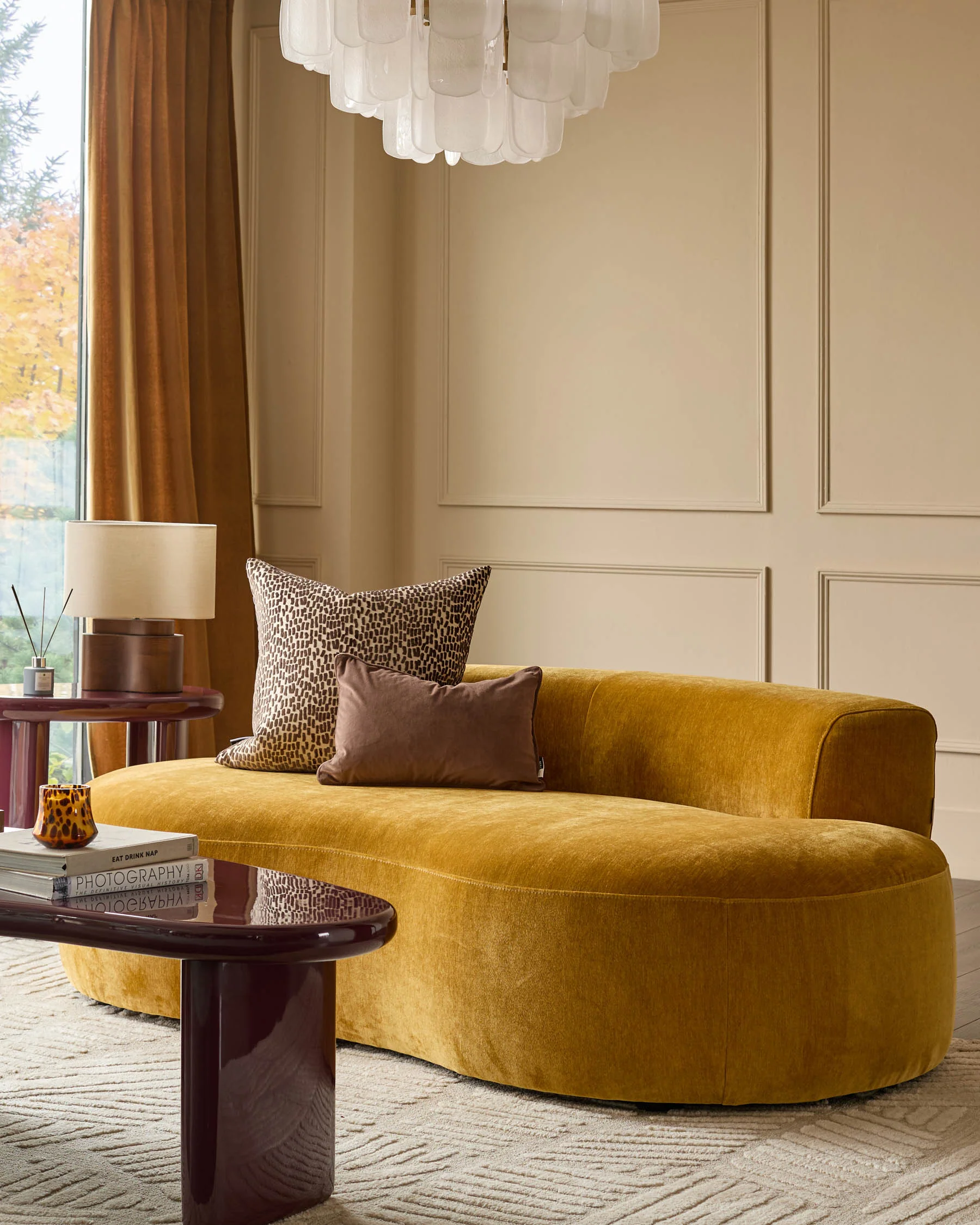 Gianna ochre fabric 2 seater sofa - Image 4