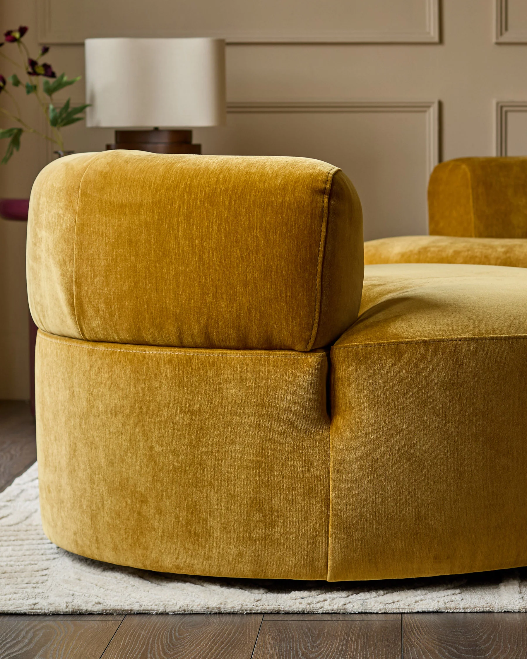 Gianna ochre fabric swivel armchair - Image 4