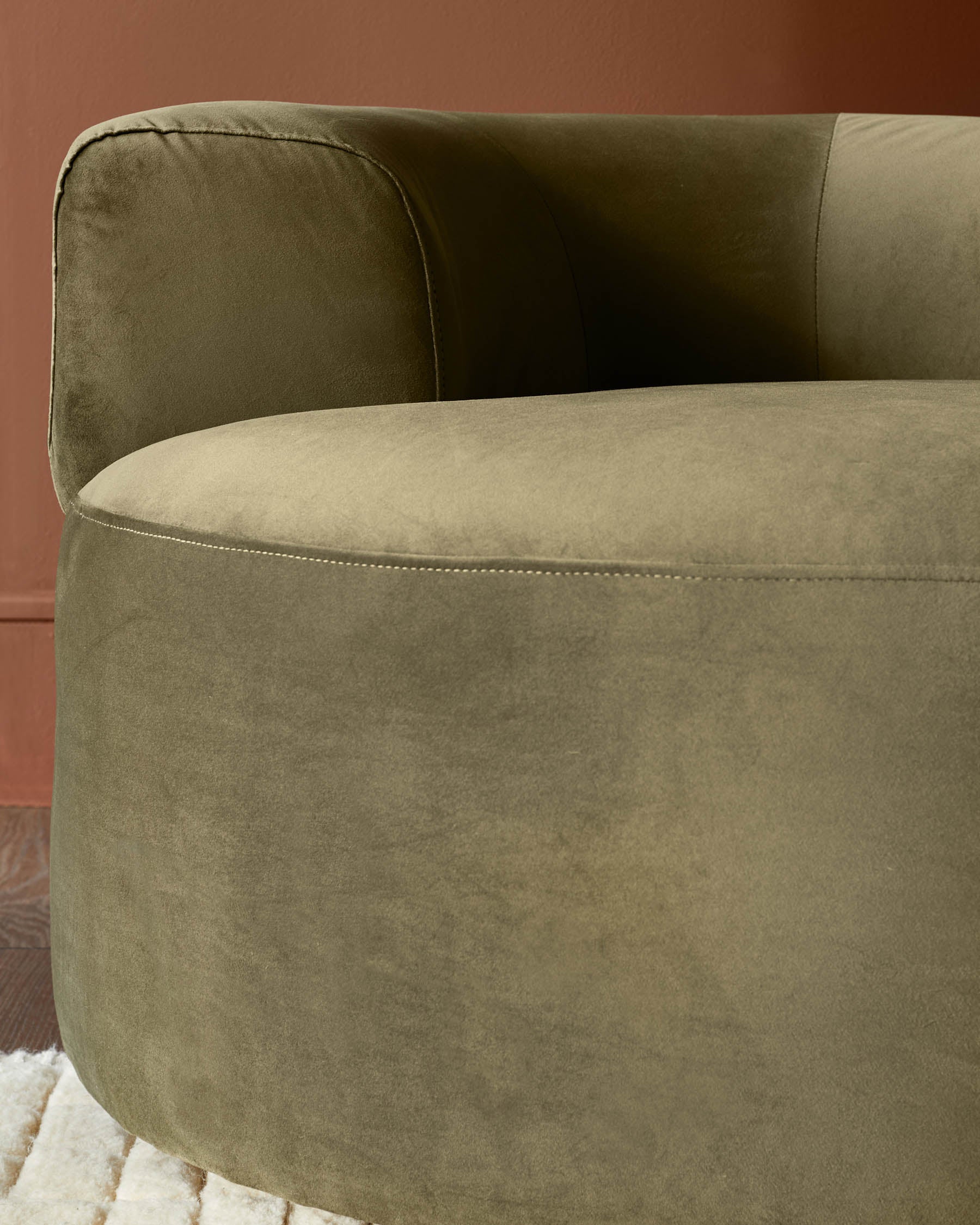 Gianna olive green velvet swivel armchair - Image 7