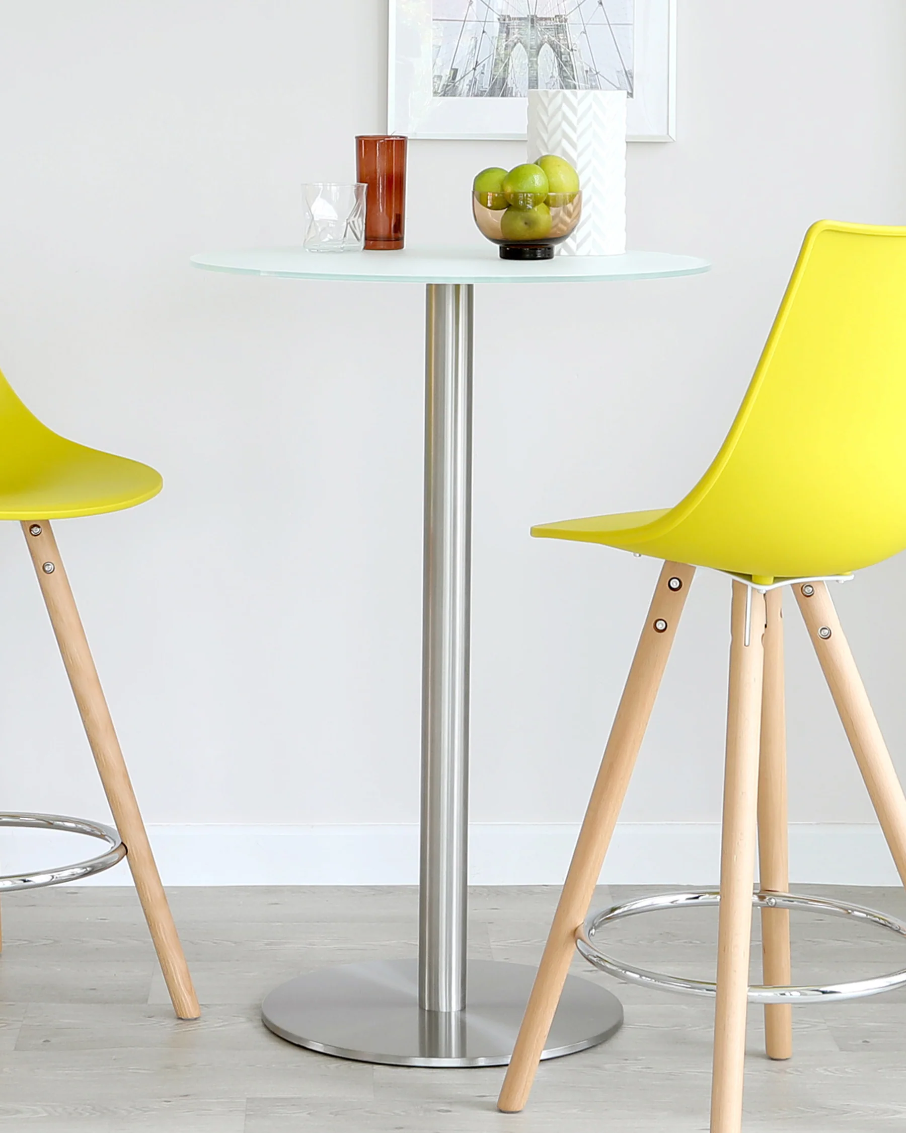 Grande White Frosted Glass 2 Seater Bar Table - Image 6
