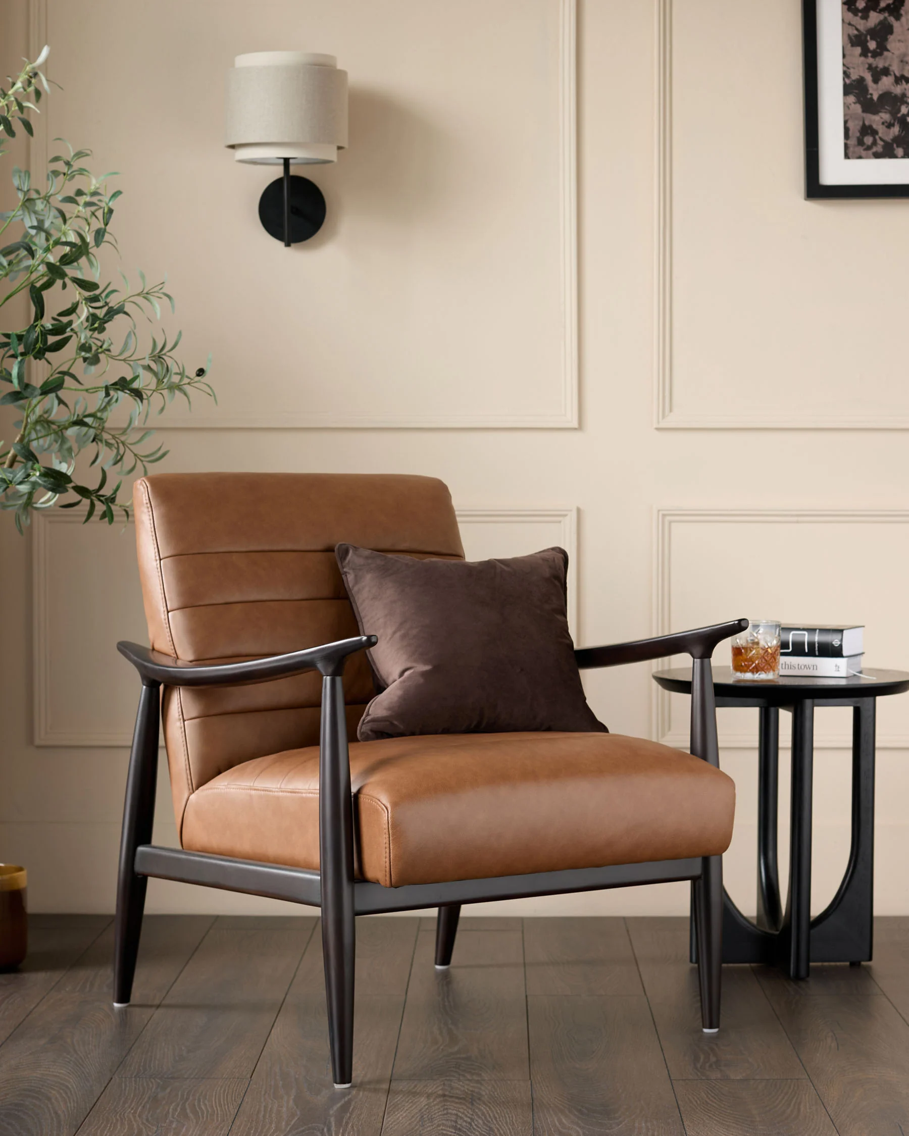 Greyson tan leather occasional chair