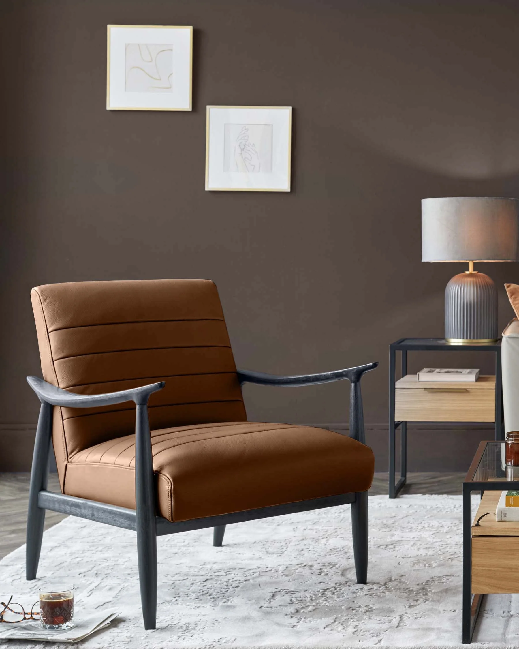 Greyson tan leather occasional chair - Image 10