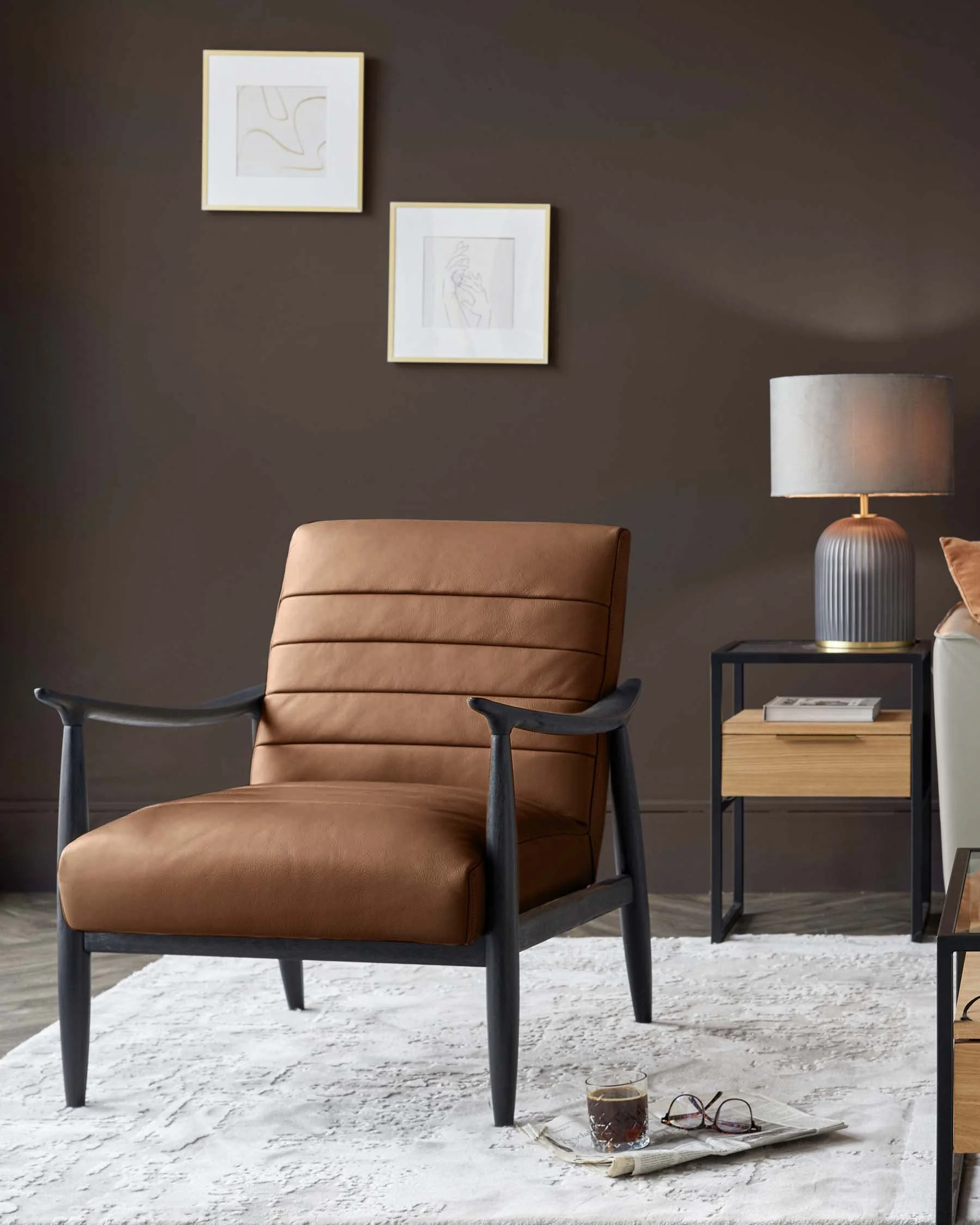 Greyson tan leather occasional chair - Image 11