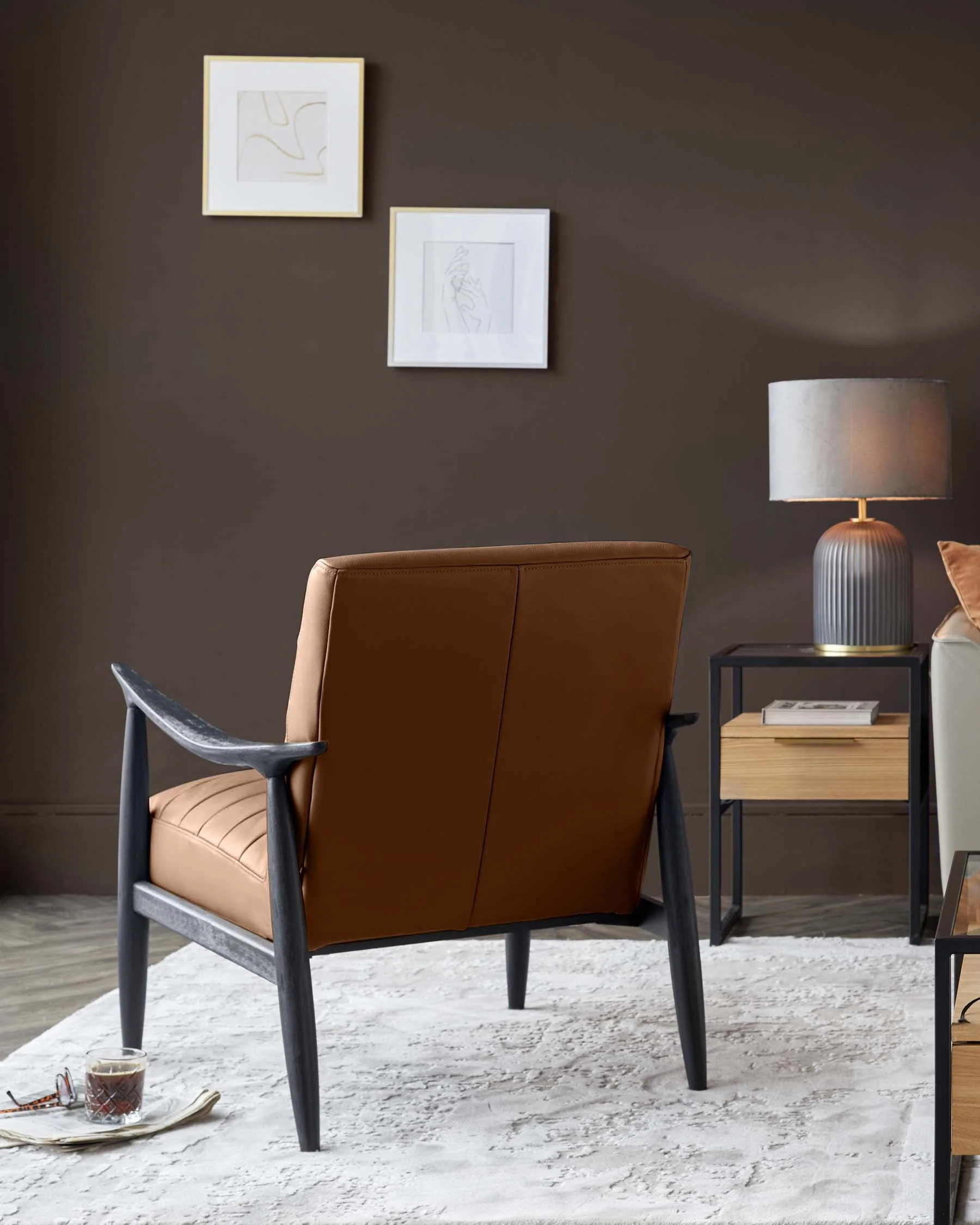 Greyson tan leather occasional chair - Image 13