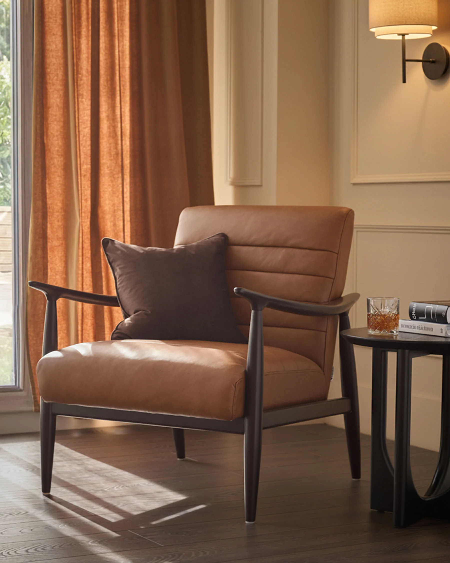 Greyson tan leather occasional chair - Image 6