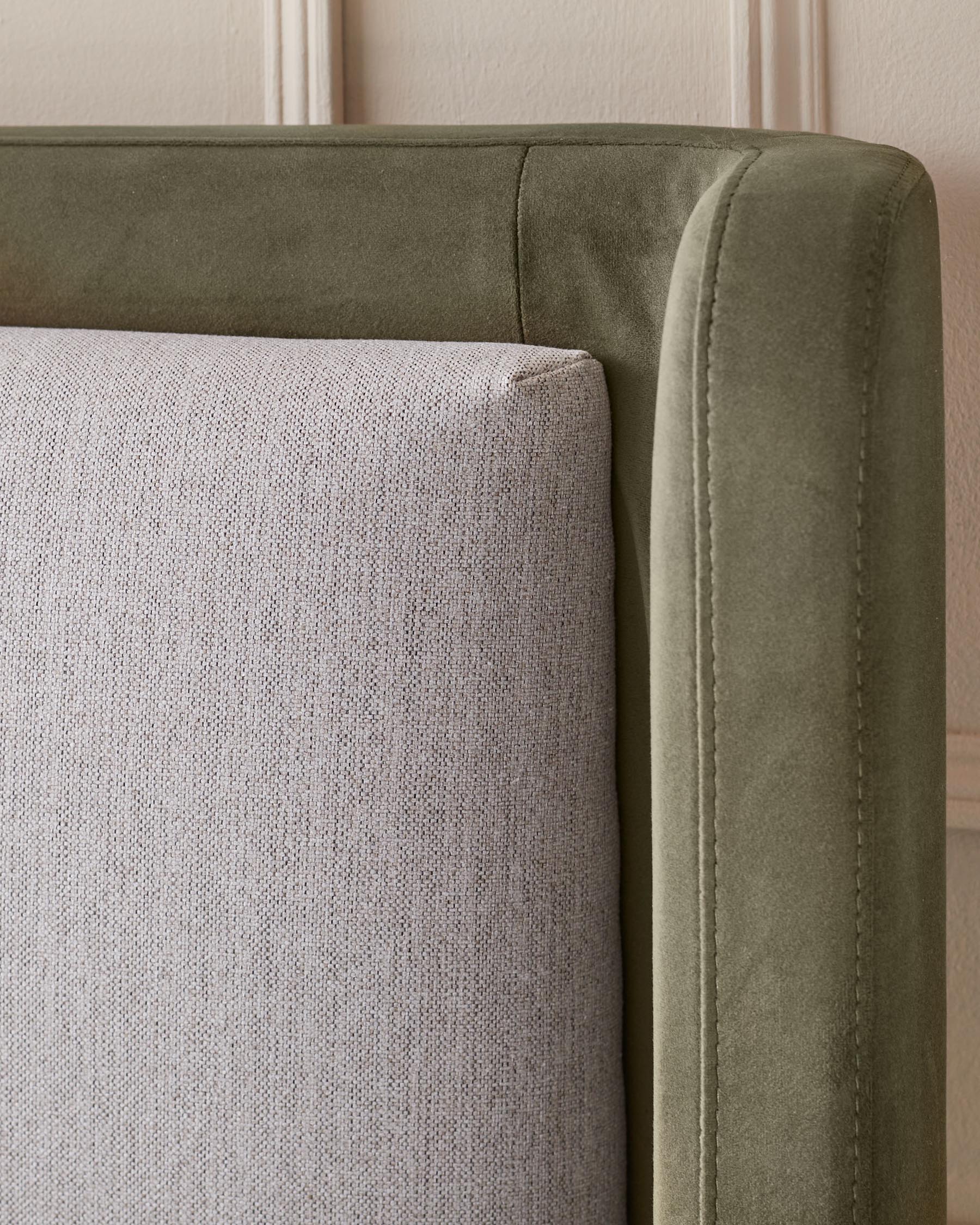 Grove natural fabric and olive green velvet king size ottoman storage bed - Image 5