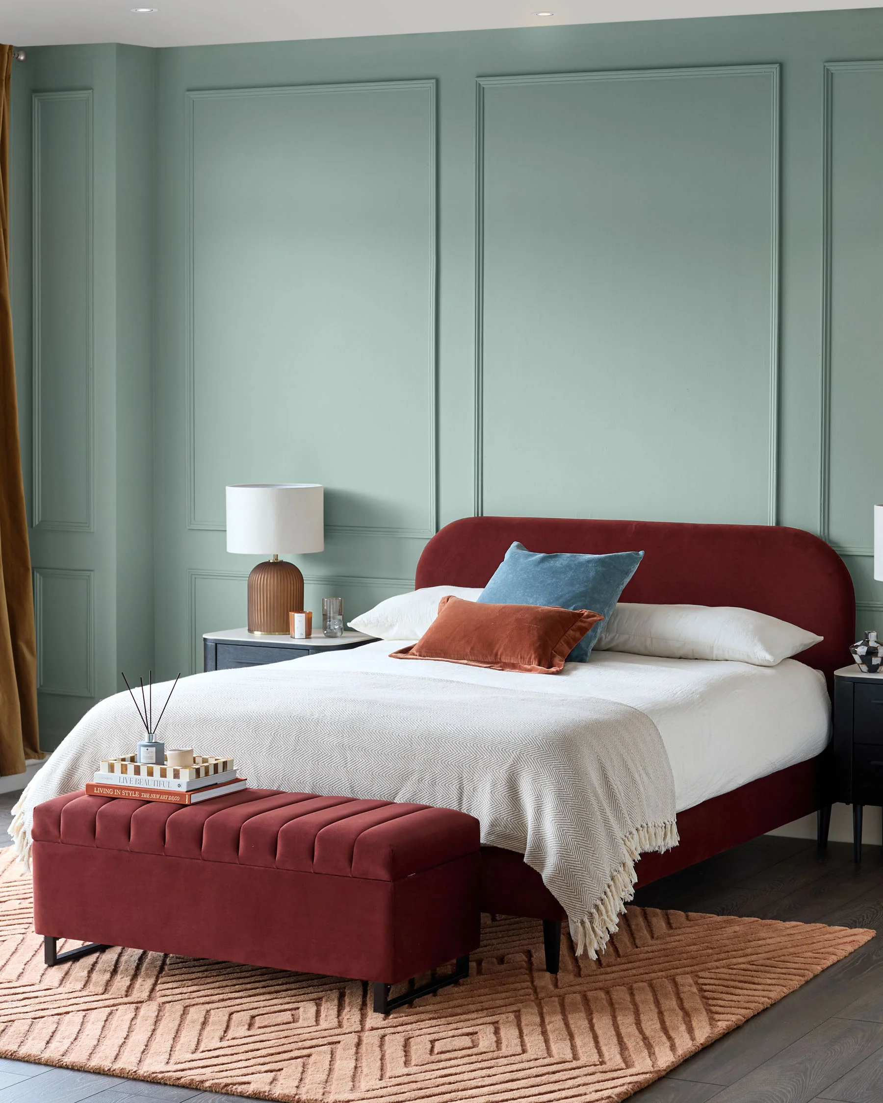 Hampton toffee red velvet double bed - Image 5