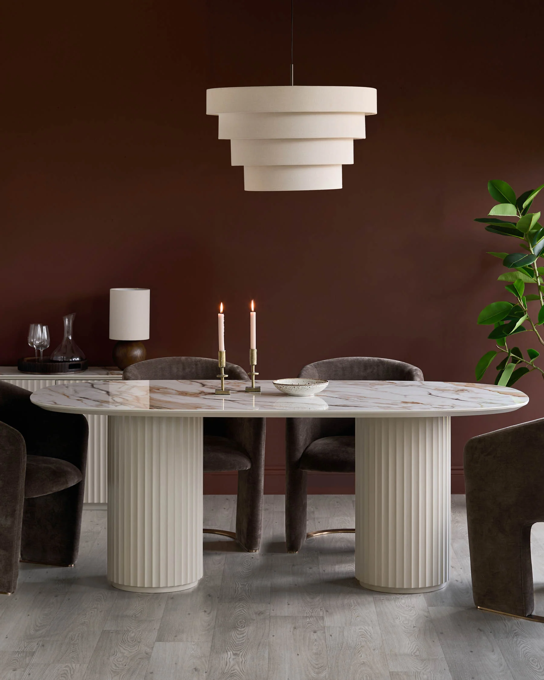 Hanne natural ceramic 6 seater dining table - Image 2