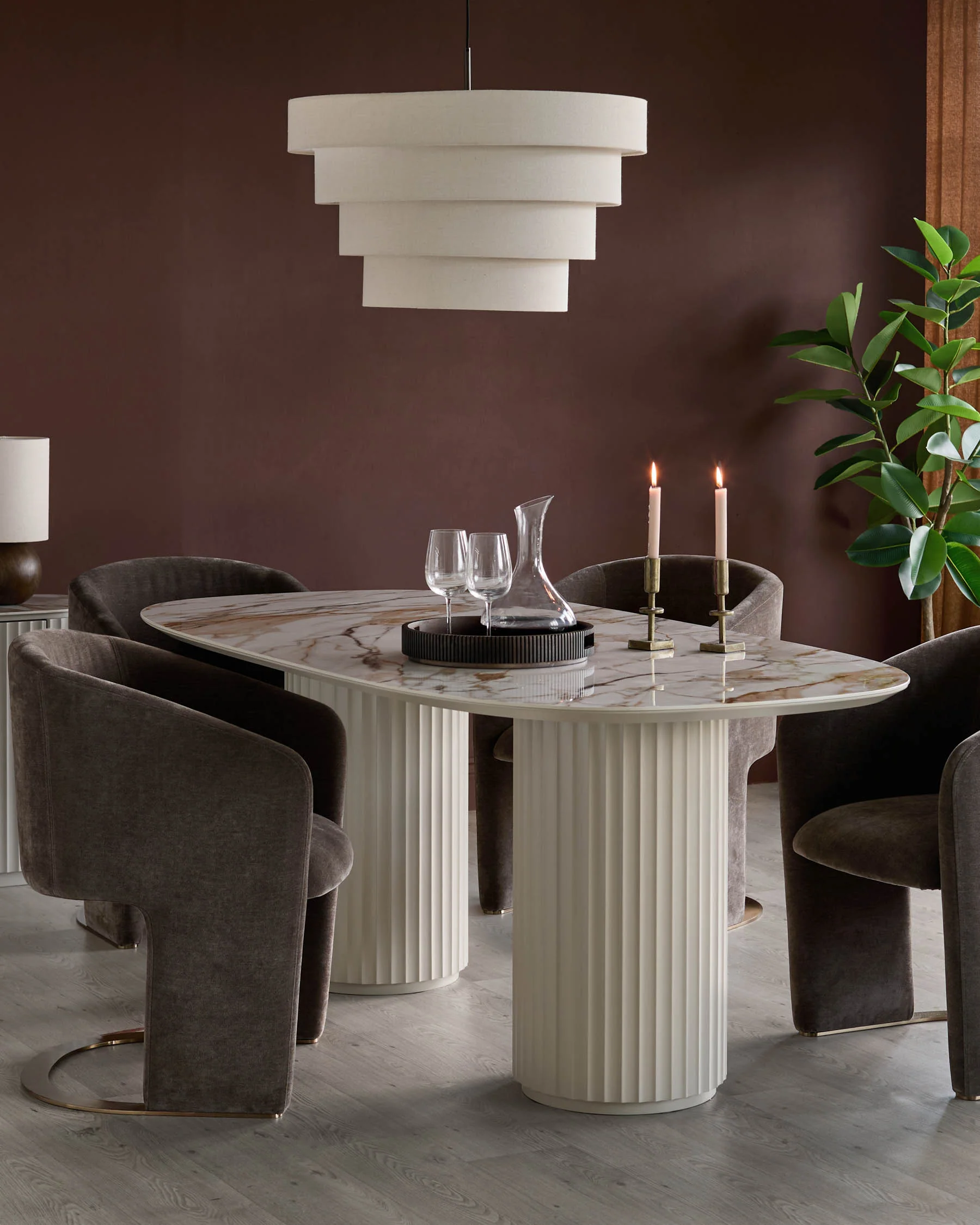 Hanne natural ceramic 6 seater dining table - Image 4
