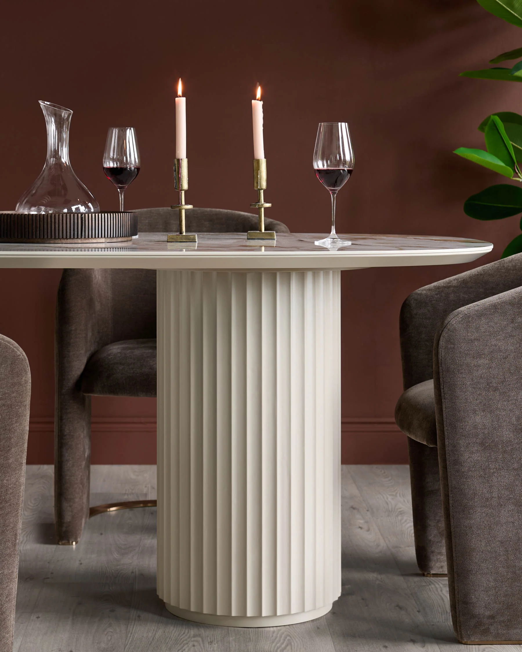 Hanne natural ceramic 6 seater dining table - Image 8