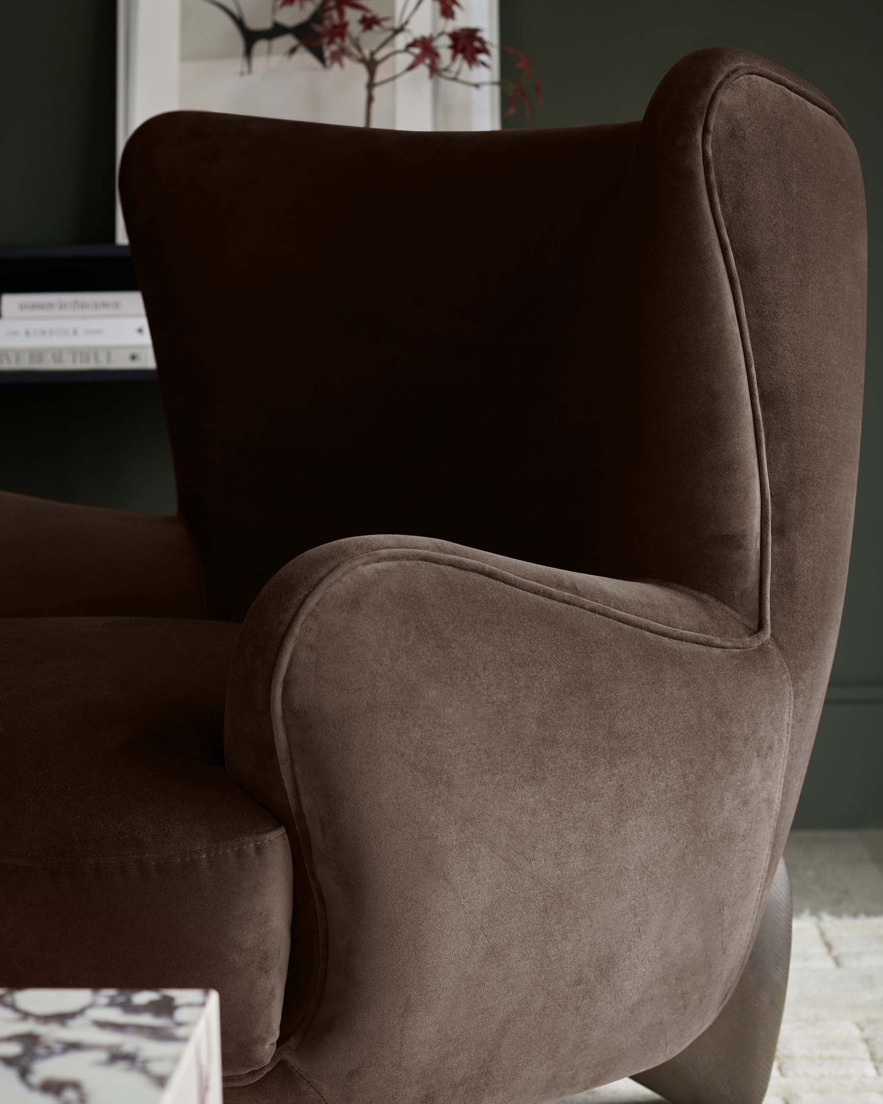 Harlan dark chocolate velvet accent chair - Image 2