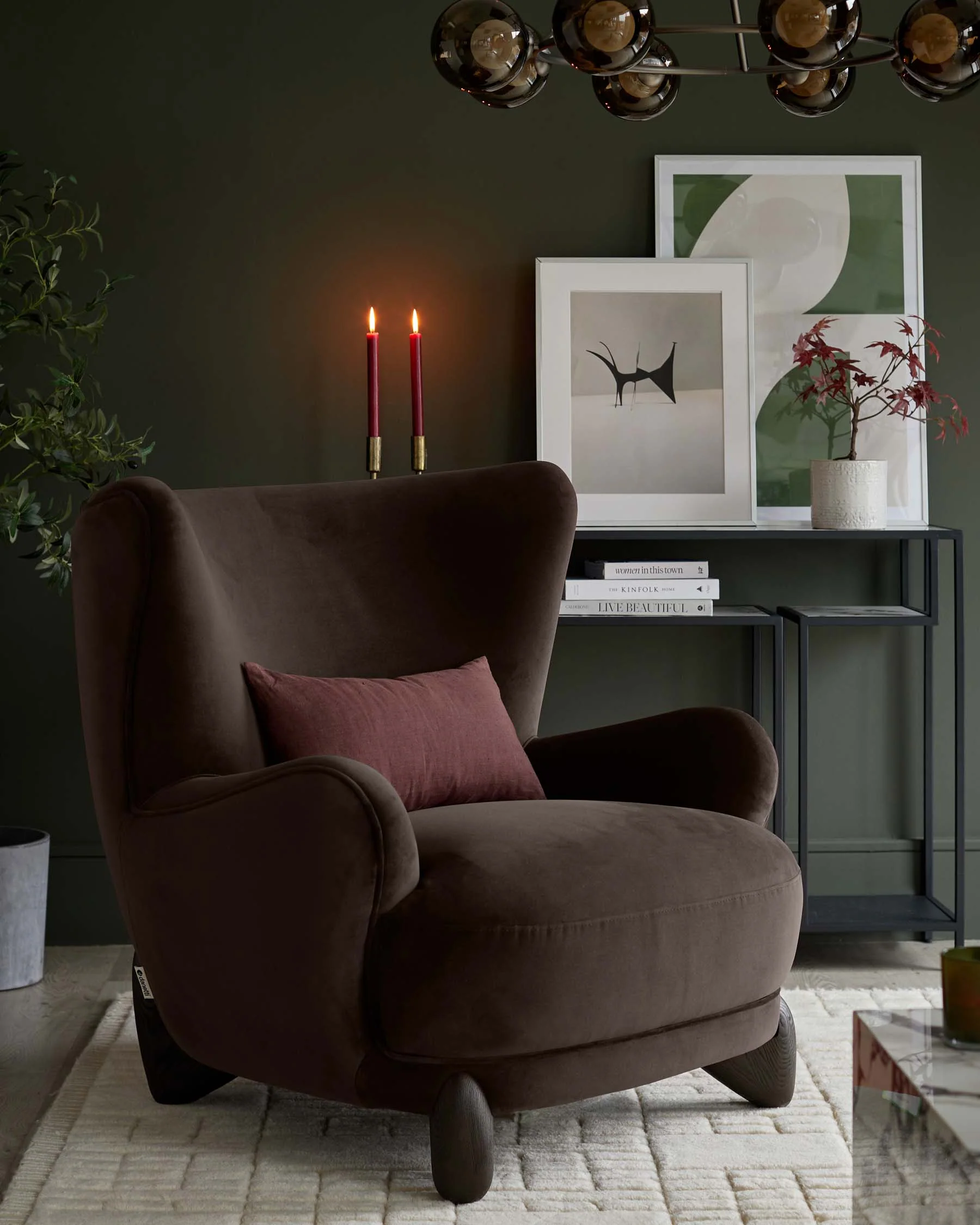 Harlan dark chocolate velvet accent chair - Image 3
