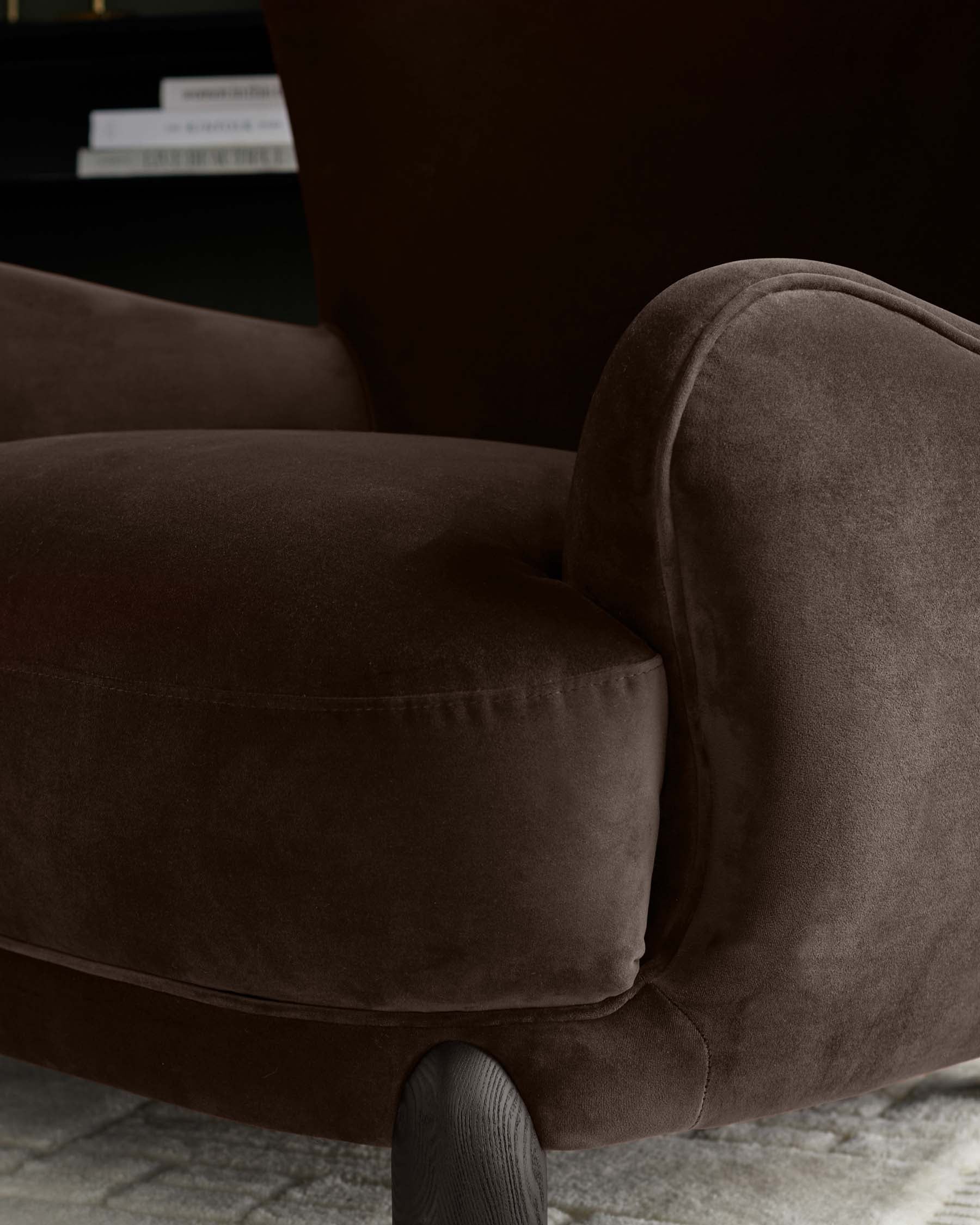 Harlan dark chocolate velvet accent chair - Image 5